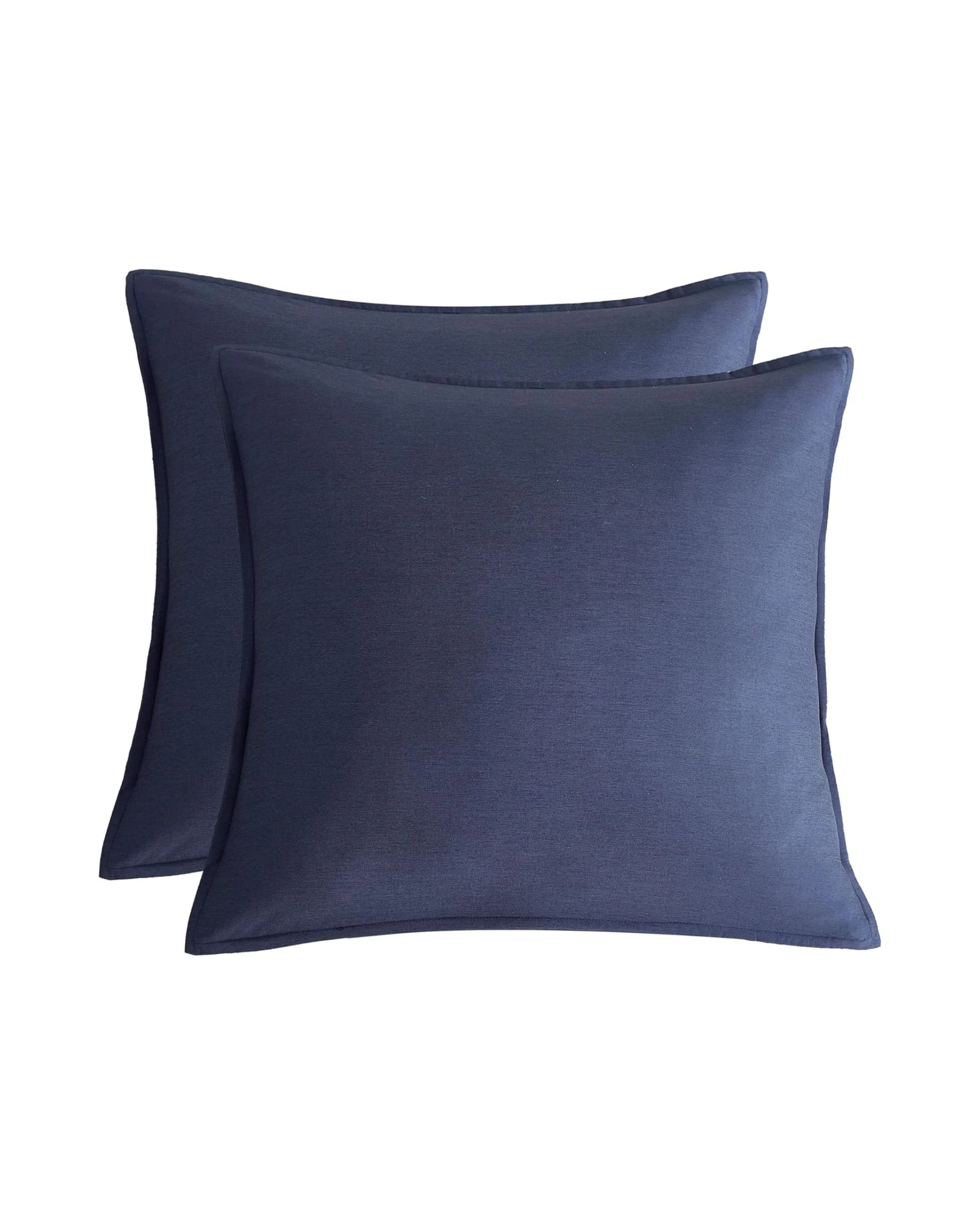 1 Gioia Casa 2-Pack Bamboo Microfibre European Pillowcases Soft Hypoallergenic - Navy Blue, 1 of 5