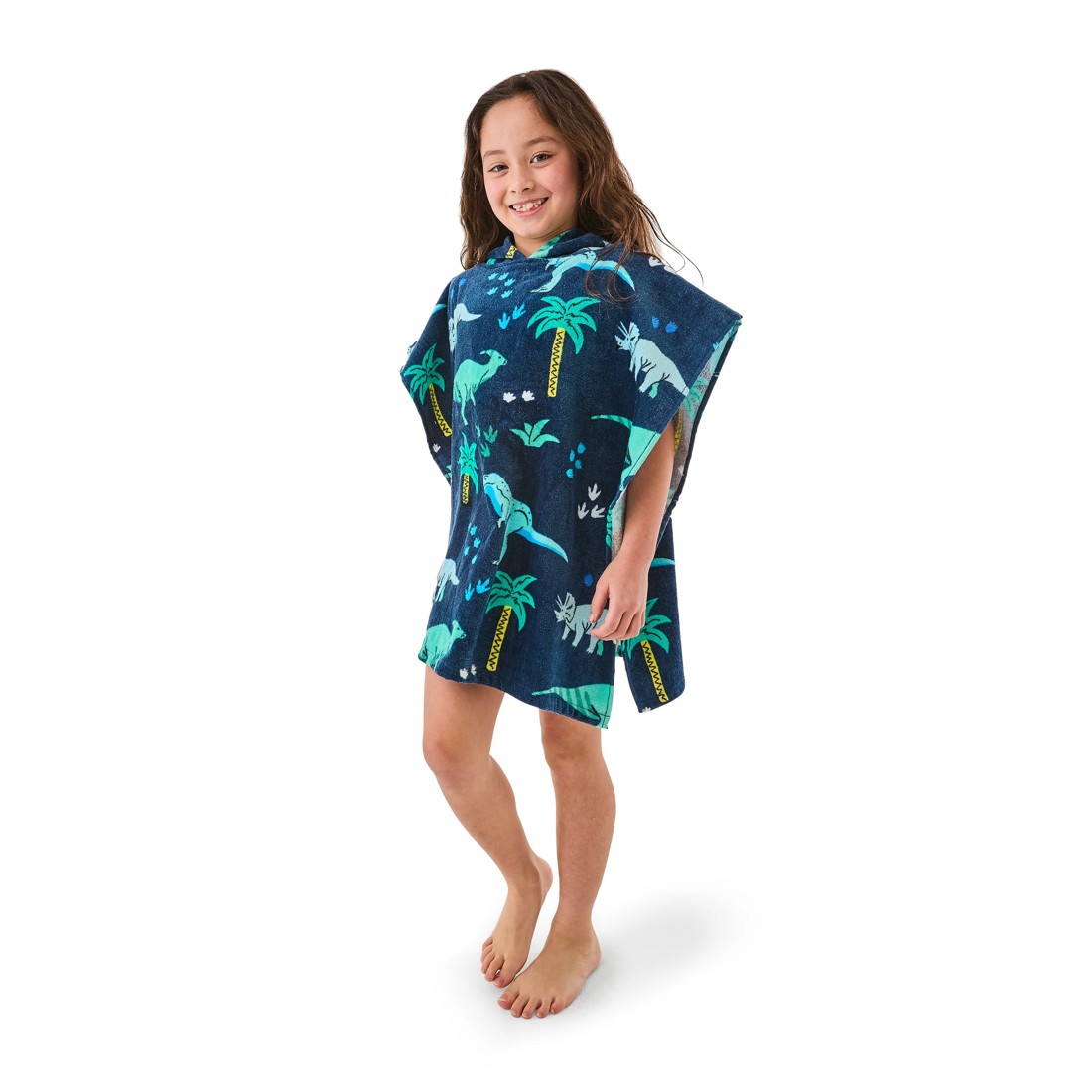3 Kids Hooded Cotton Beach Towel - Dino, 3 of 5
