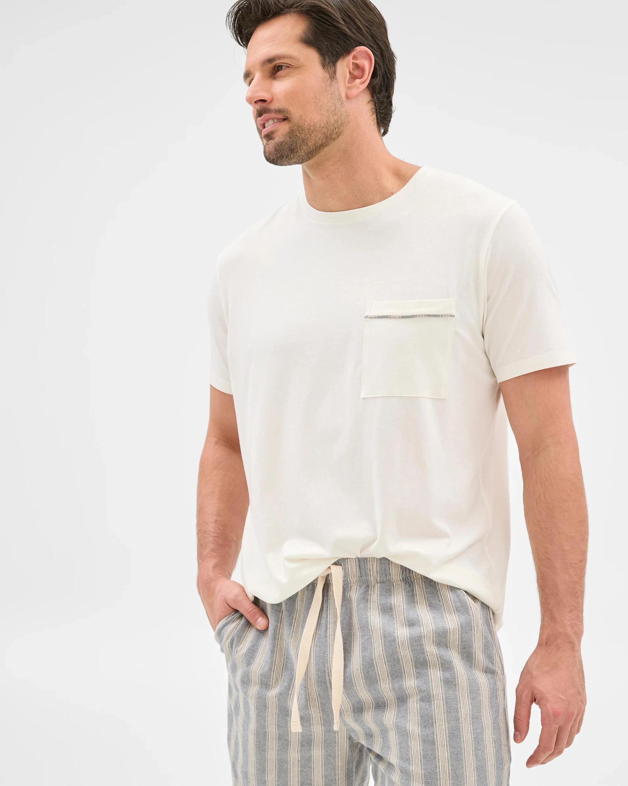 5 Target Mens Jersey/Chambray Pyjama Set WHITE/CHAMBRAY STRIPE, 5 of 5