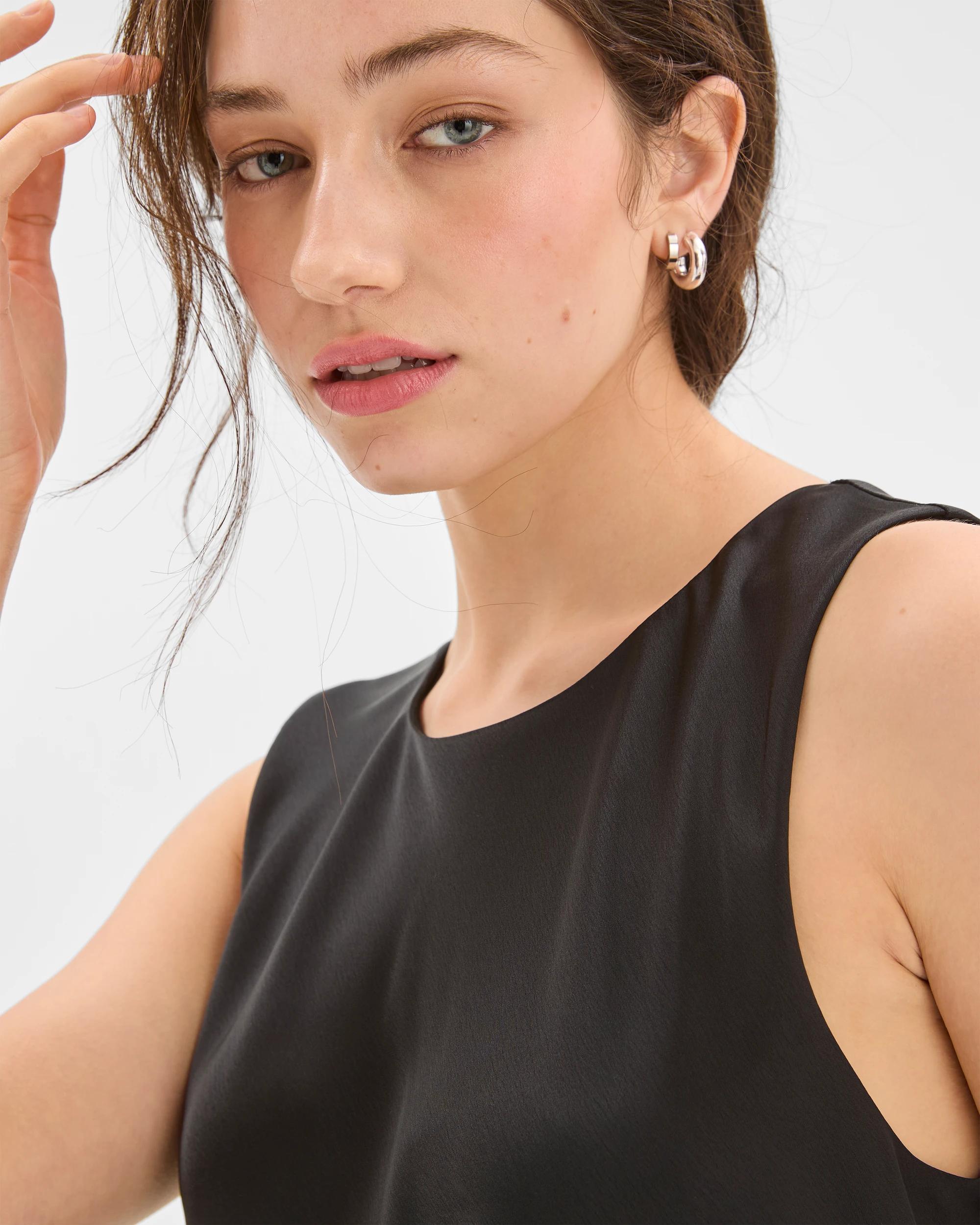 5 Lily Loves Asymmetrical Satin Tank Top BLACK, 5 of 7