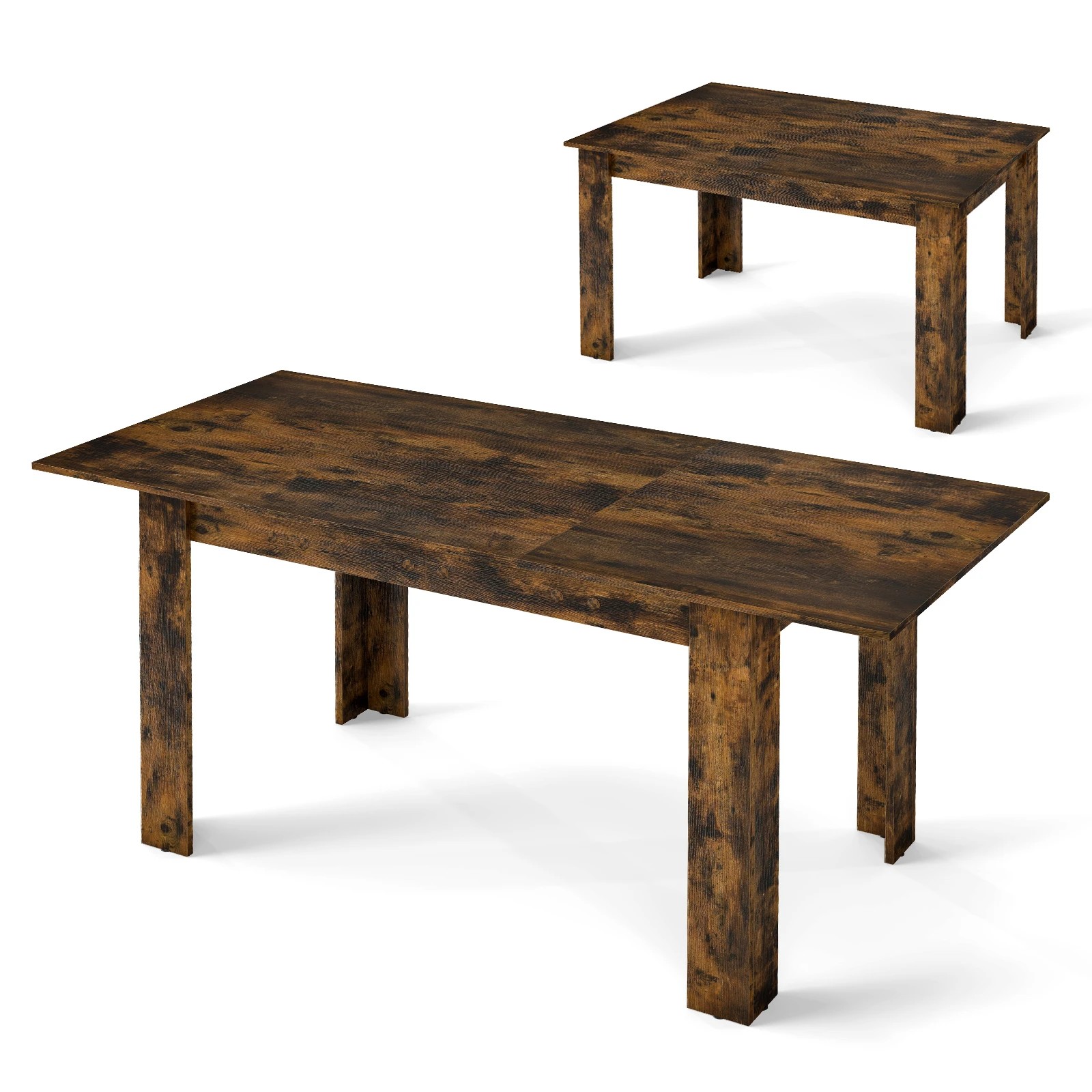 1 Costway 158cm Extendable Dining Table 4-6 People Kitchen Counter Table w/Adjustable Tabletop - Brown, 1 of 4