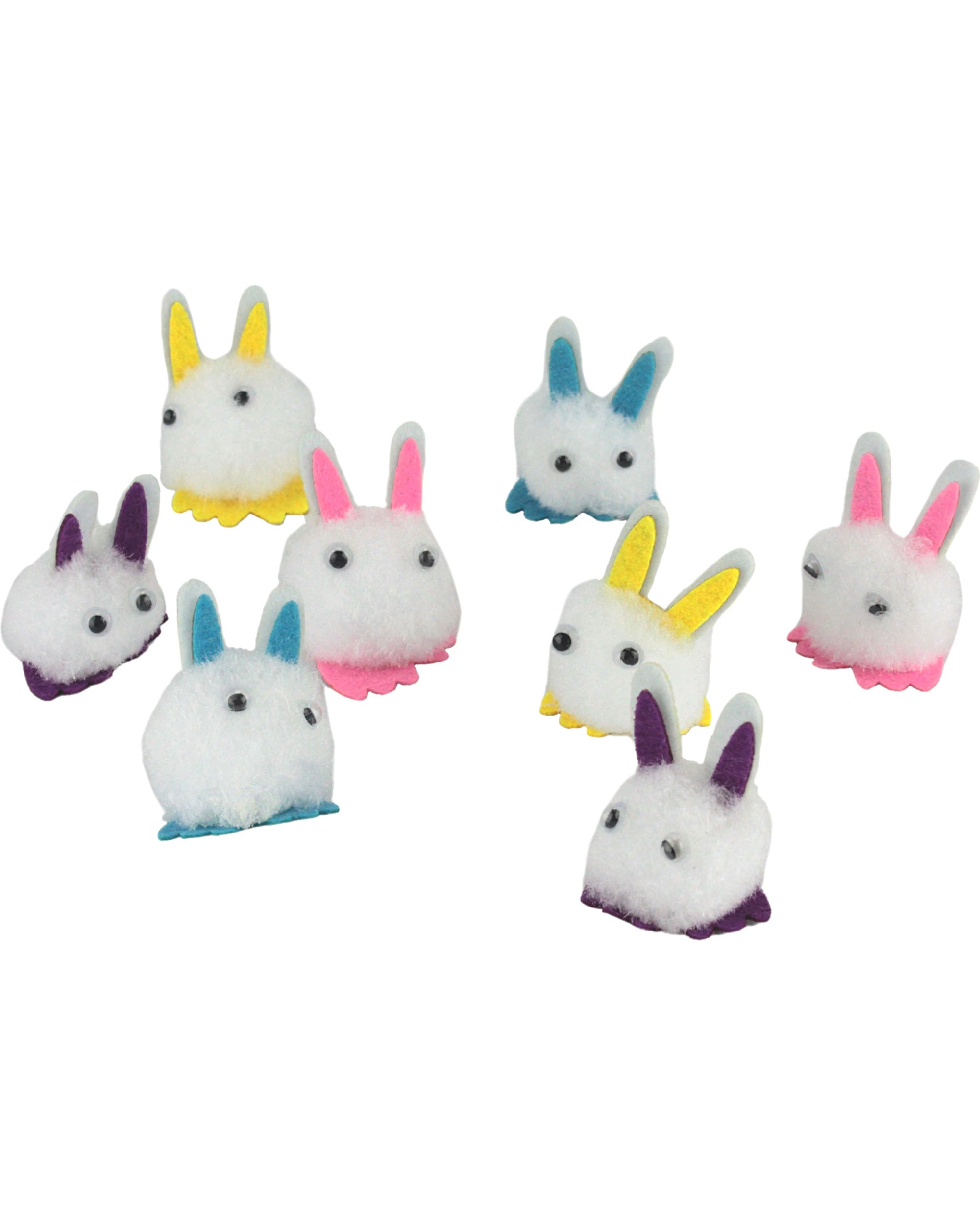 1 Design Group Fluffy Stick on Bunnies Pack of 8 - Multi, 1 of 4