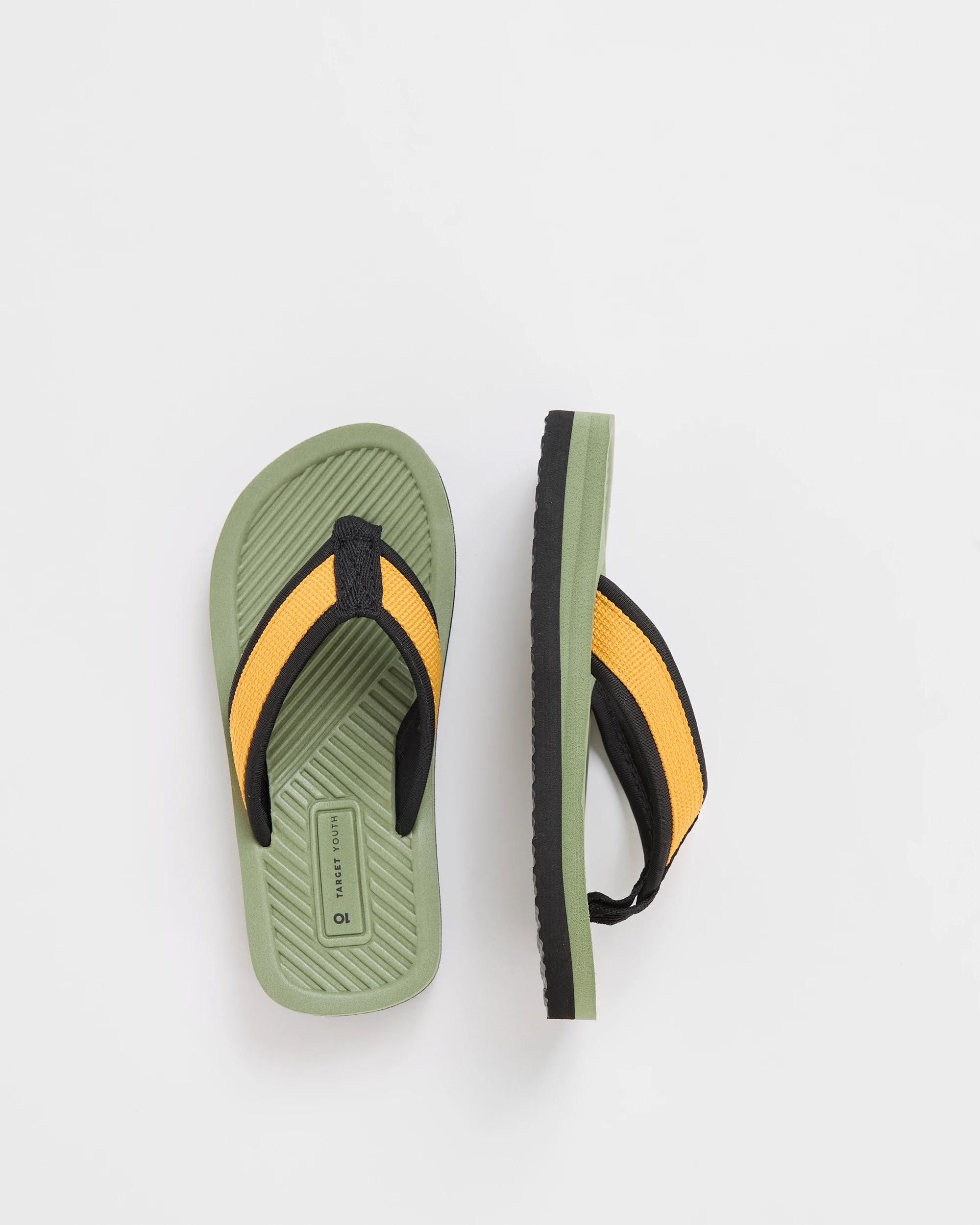 3 Target Youth Colourblock Thongs KHAKI, 3 of 3