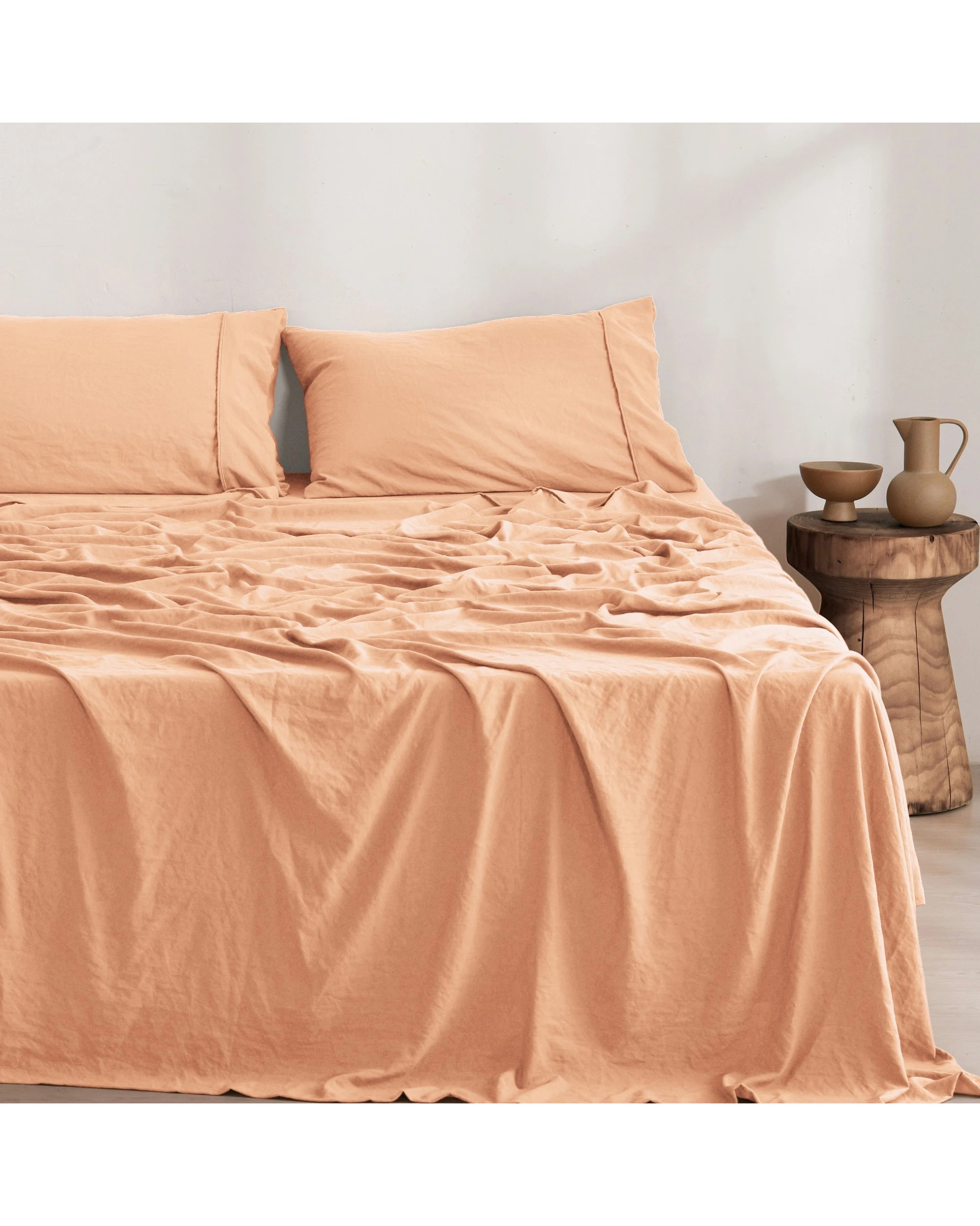 2 Dreamaker Superfine Washed Microfibre Sheet Set - Super King Bed - Peach, 2 of 7