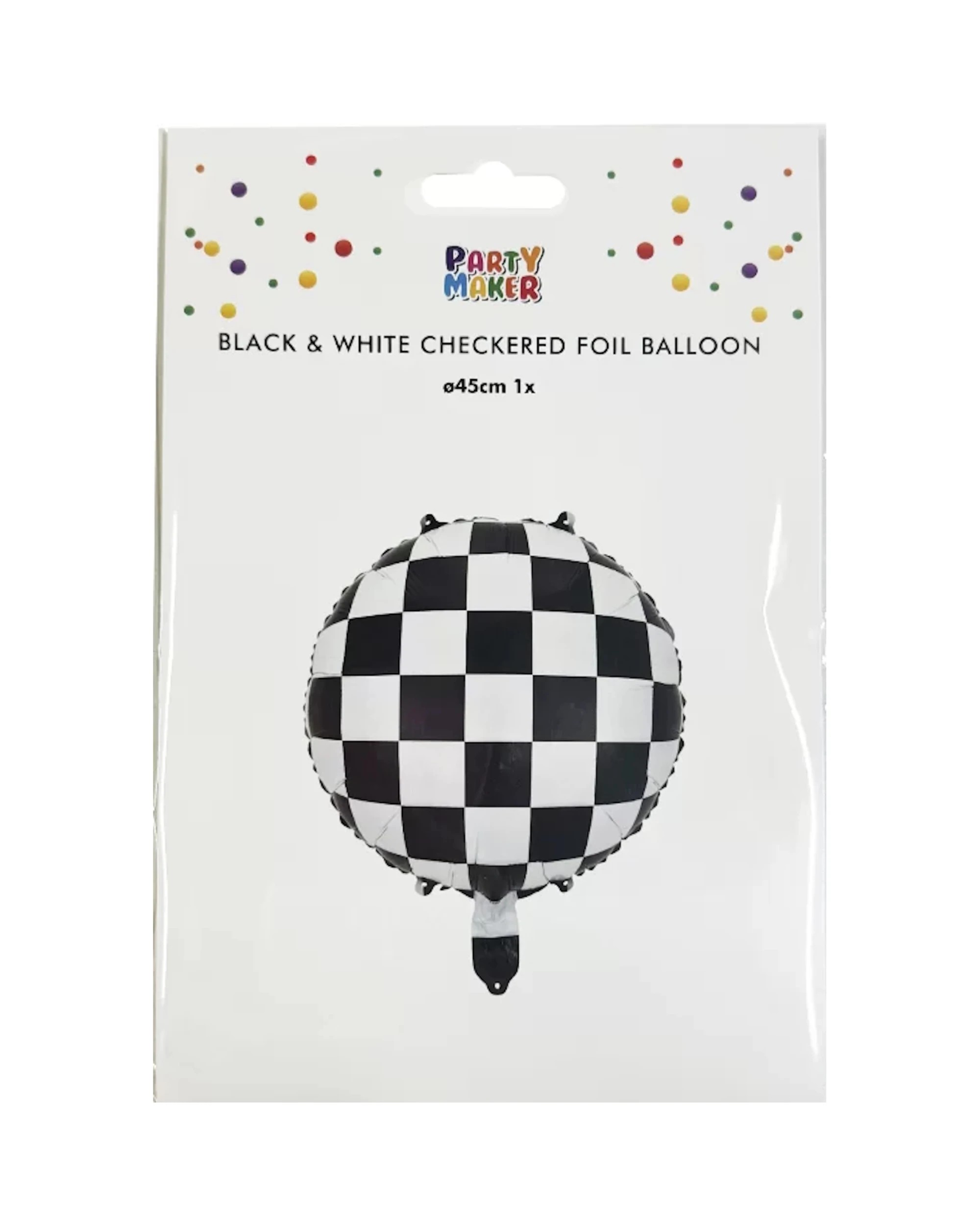 5 Partyrama Black & White Checkered Foil Helium Balloon - White, Black, 5 of 5