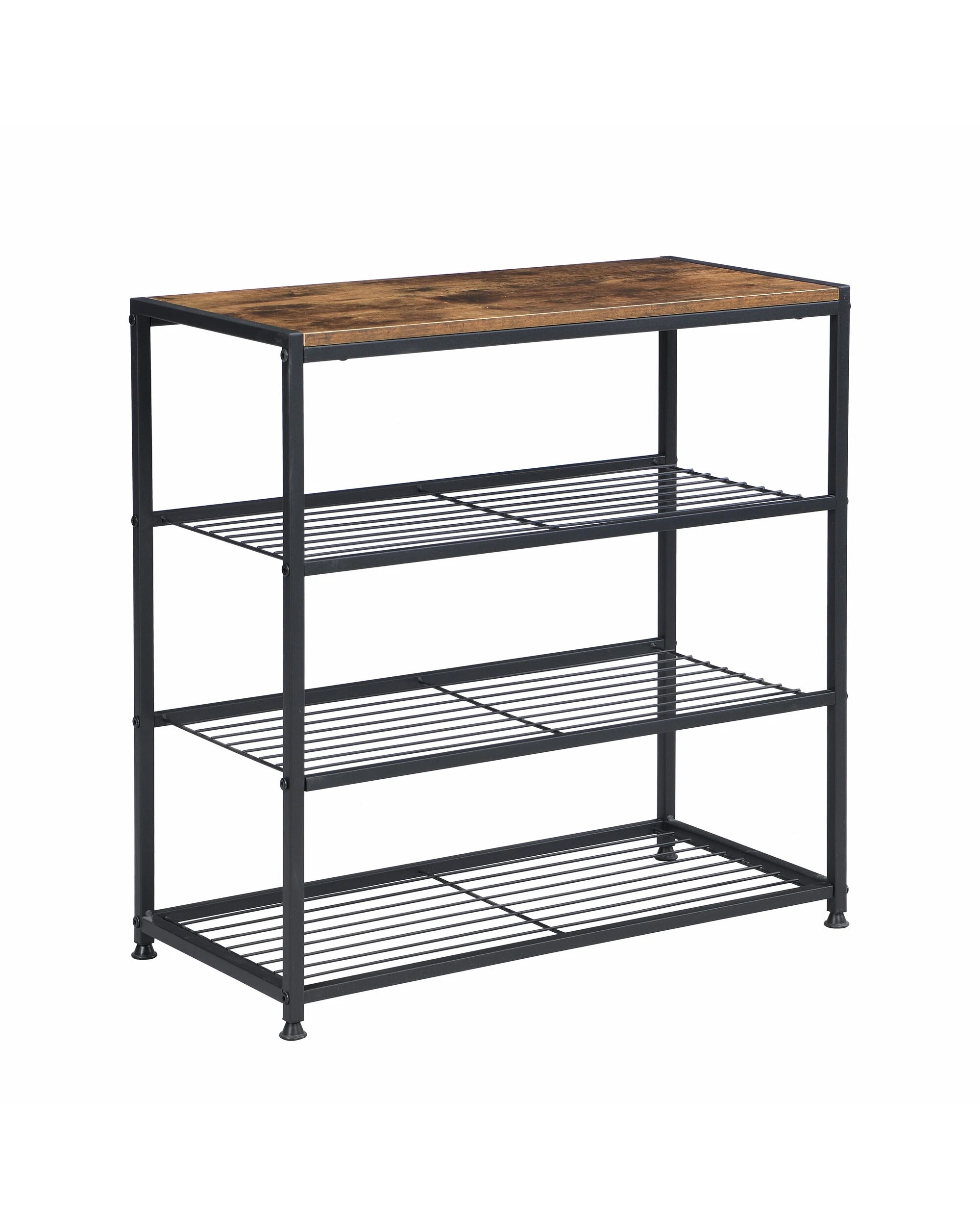 5 IHOMDEC 4-Tier Tower Metal Wood Shoe Rack - Brown, 5 of 5