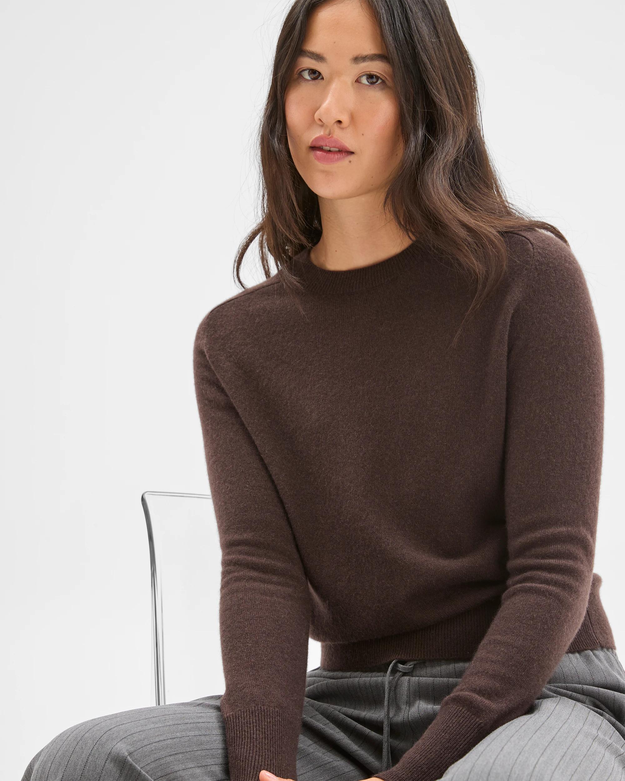 4 Preview Cashmere Crew Neck Jumper COFFEE BEAN MARLE, 4 of 7