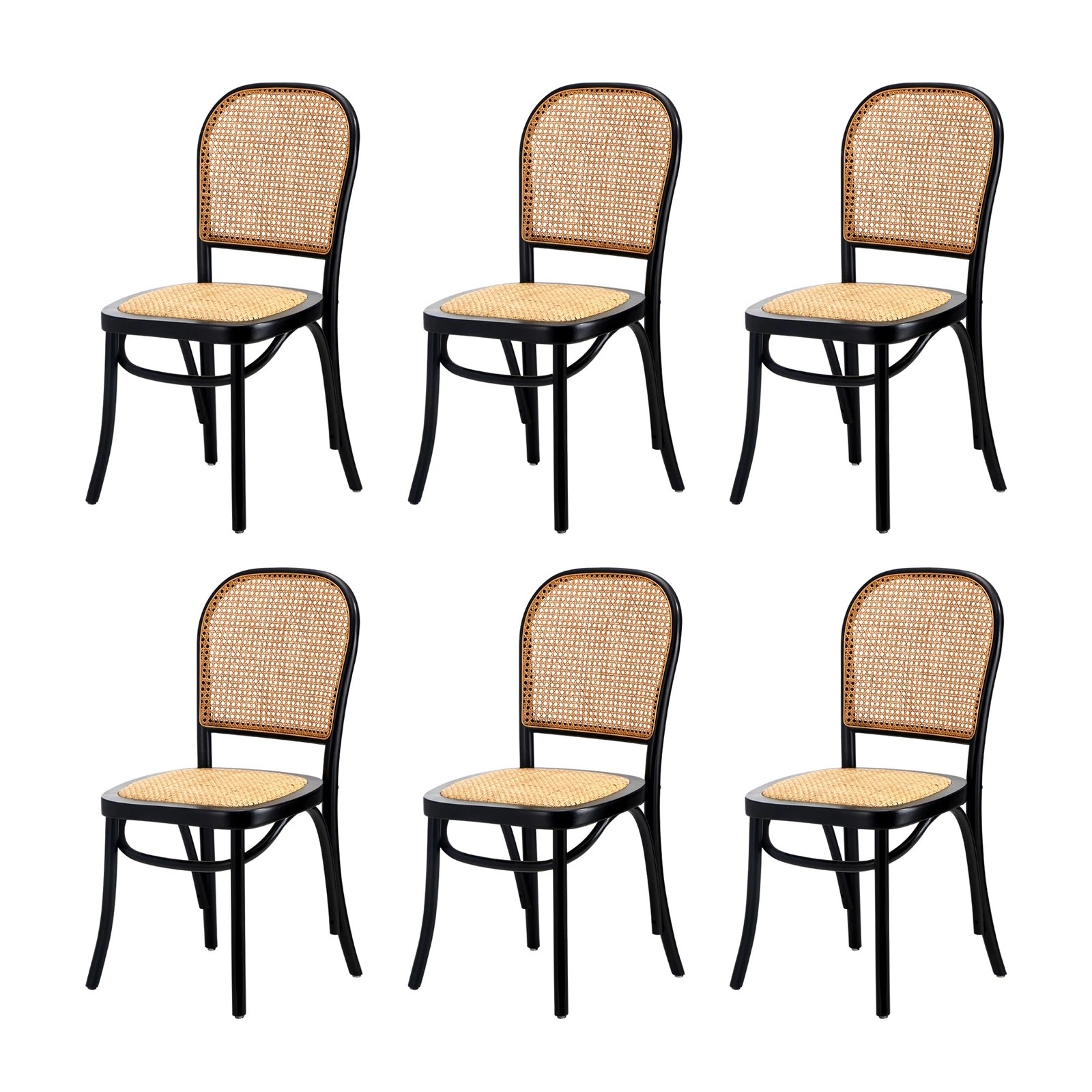 8 Oikiture 160cm Extendable Dining Table with 6PCS Dining Chairs Rattan - Black, 8 of 9