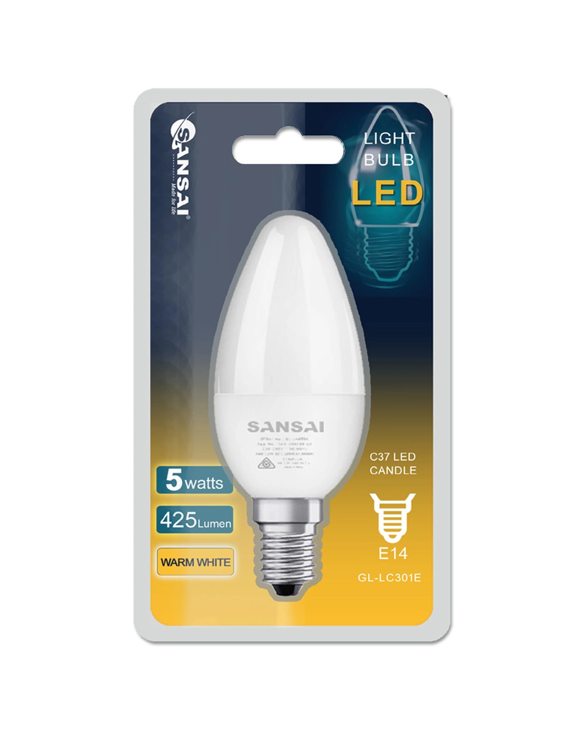 2 Sansai Home/office Led 425lm Screw Light Bulb C37 5w E14 Candle Warm White 3000k
 - White, 2 of 3