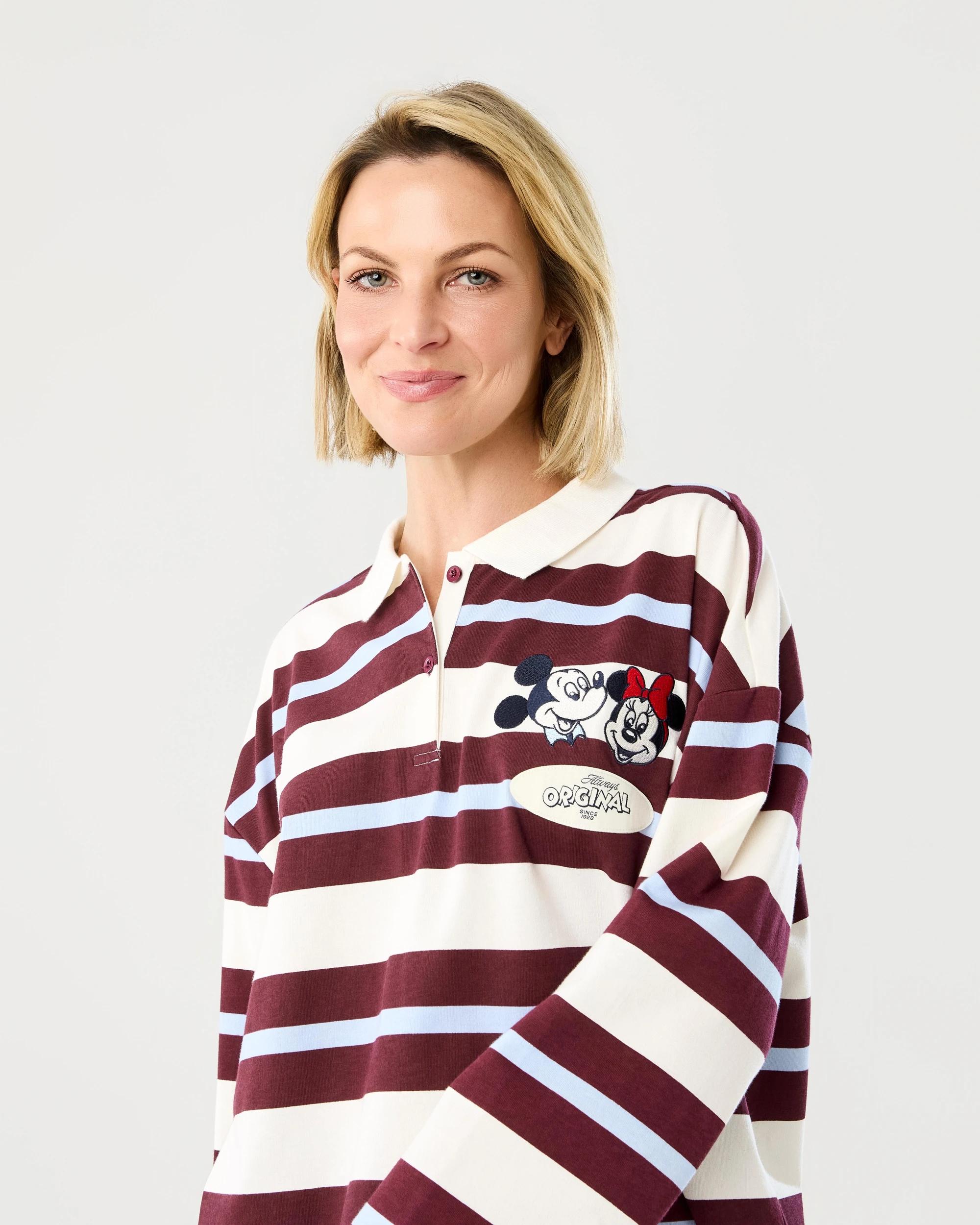 4 Long Sleeve Mickey Mouse License Rugby Top Mickeystrp, 4 of 6