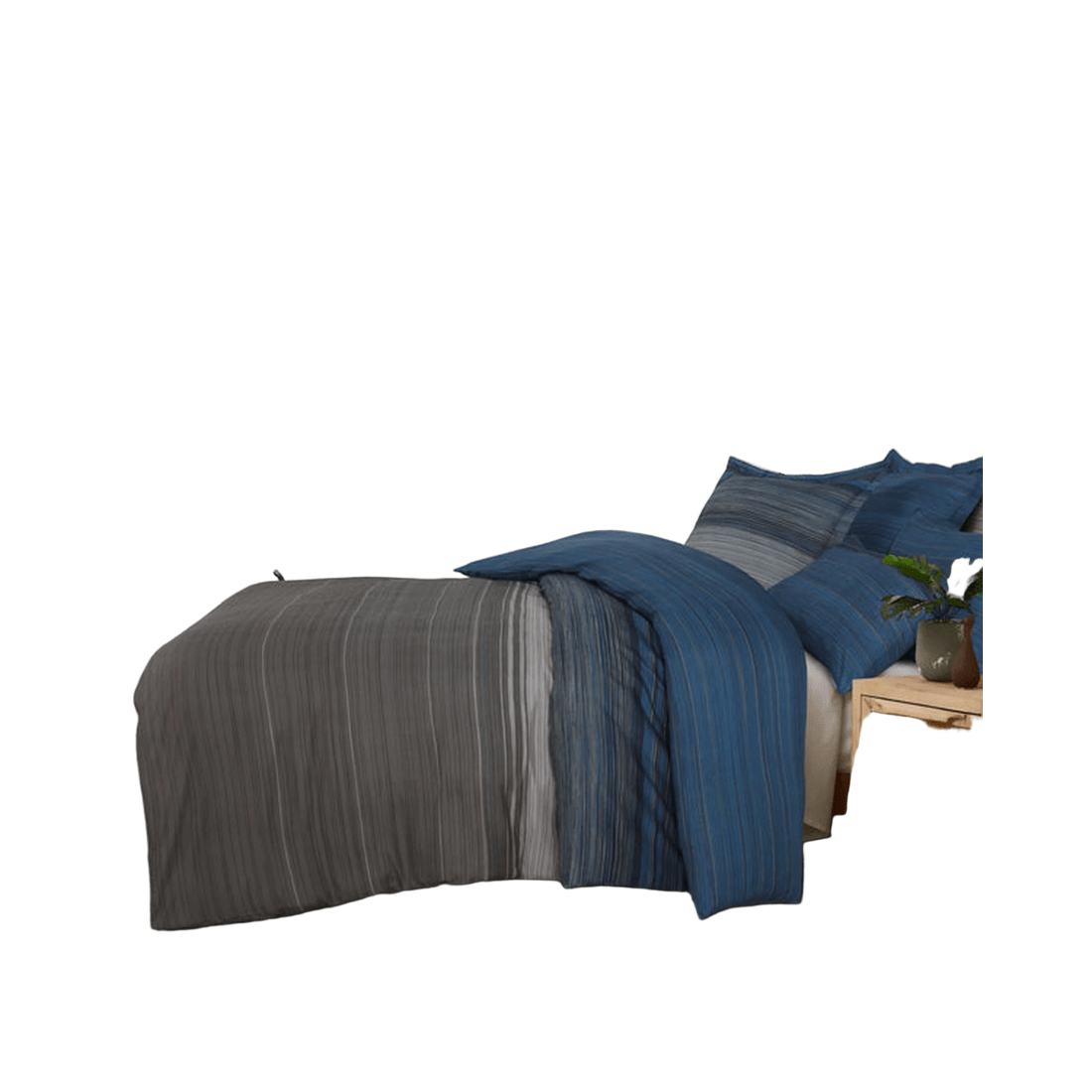 1 Amsons Striped Quilt Cover Set - Single, Blue, Double-Brushed Microfiber (Includes 1 Pillowcase)
 - Single Bed
 - blue, 1 of 6