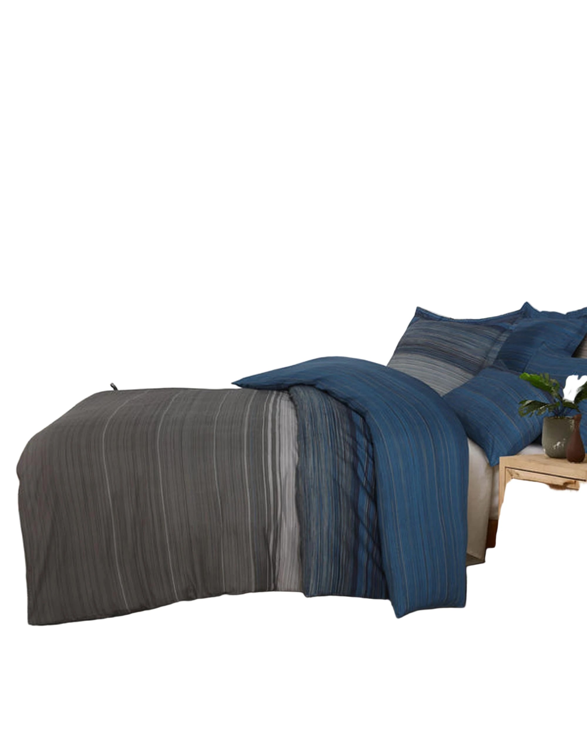 1 Amsons Striped Quilt Cover Set - Single, Blue, Double-Brushed Microfiber (Includes 1 Pillowcase)
 - Single Bed
 - blue, 1 of 6