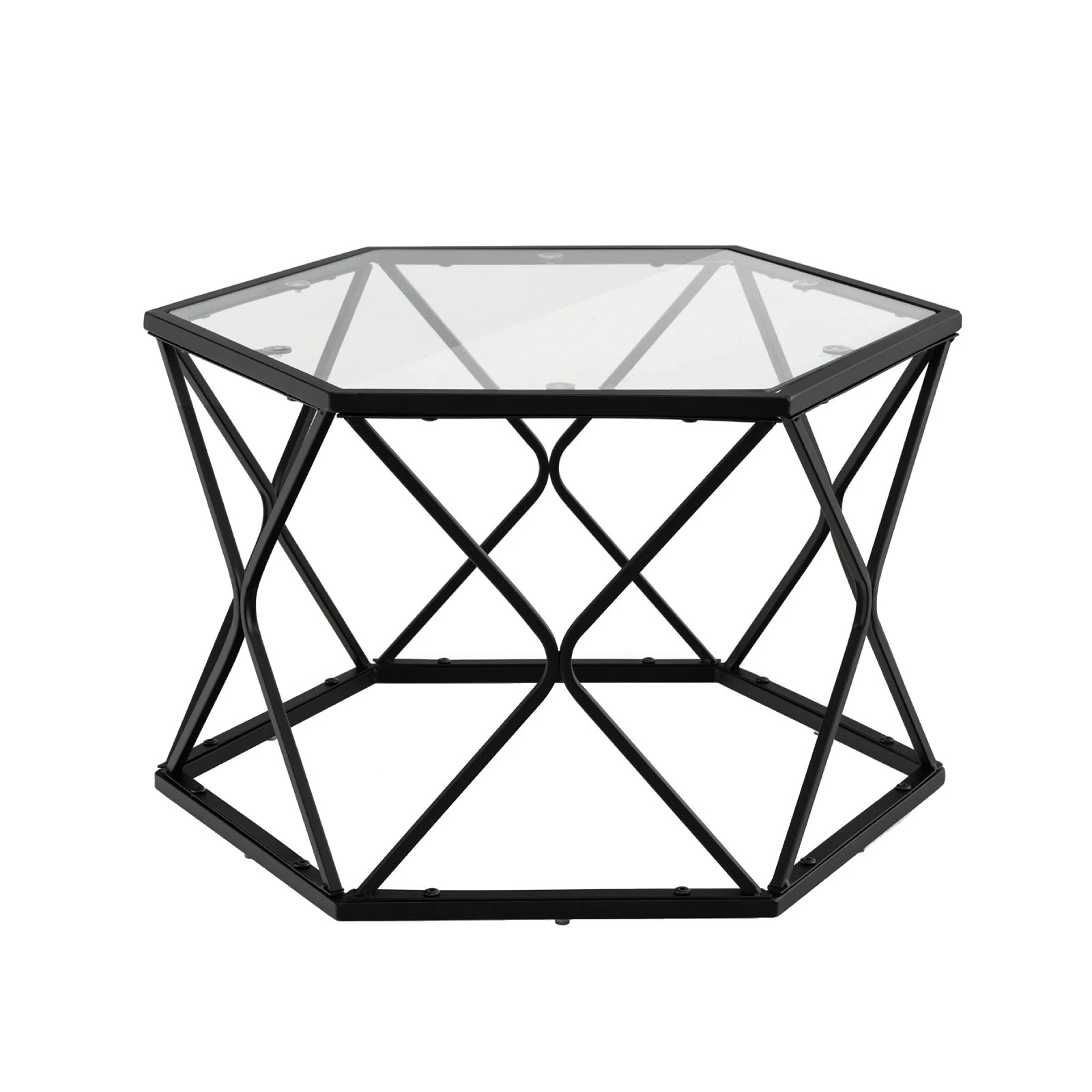 1 Costway Geometric Glass Coffee Table Modern Central Table  w/Tempered Glass, 1 of 5