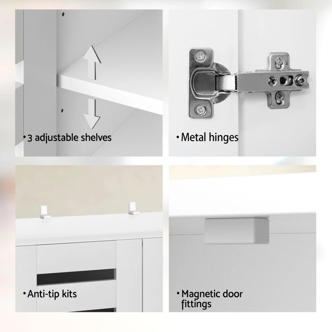 7 Artiss Shoe Rack Storage Cabinet 20 Pairs 5-tier - White, 7 of 8