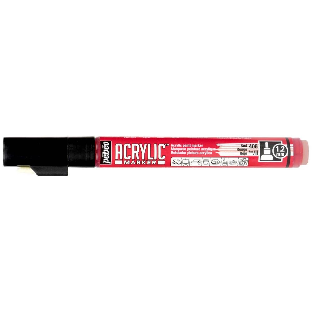 1 Pebeo Acrylic Paint Marker 1.2mm Red, 1 of 3
