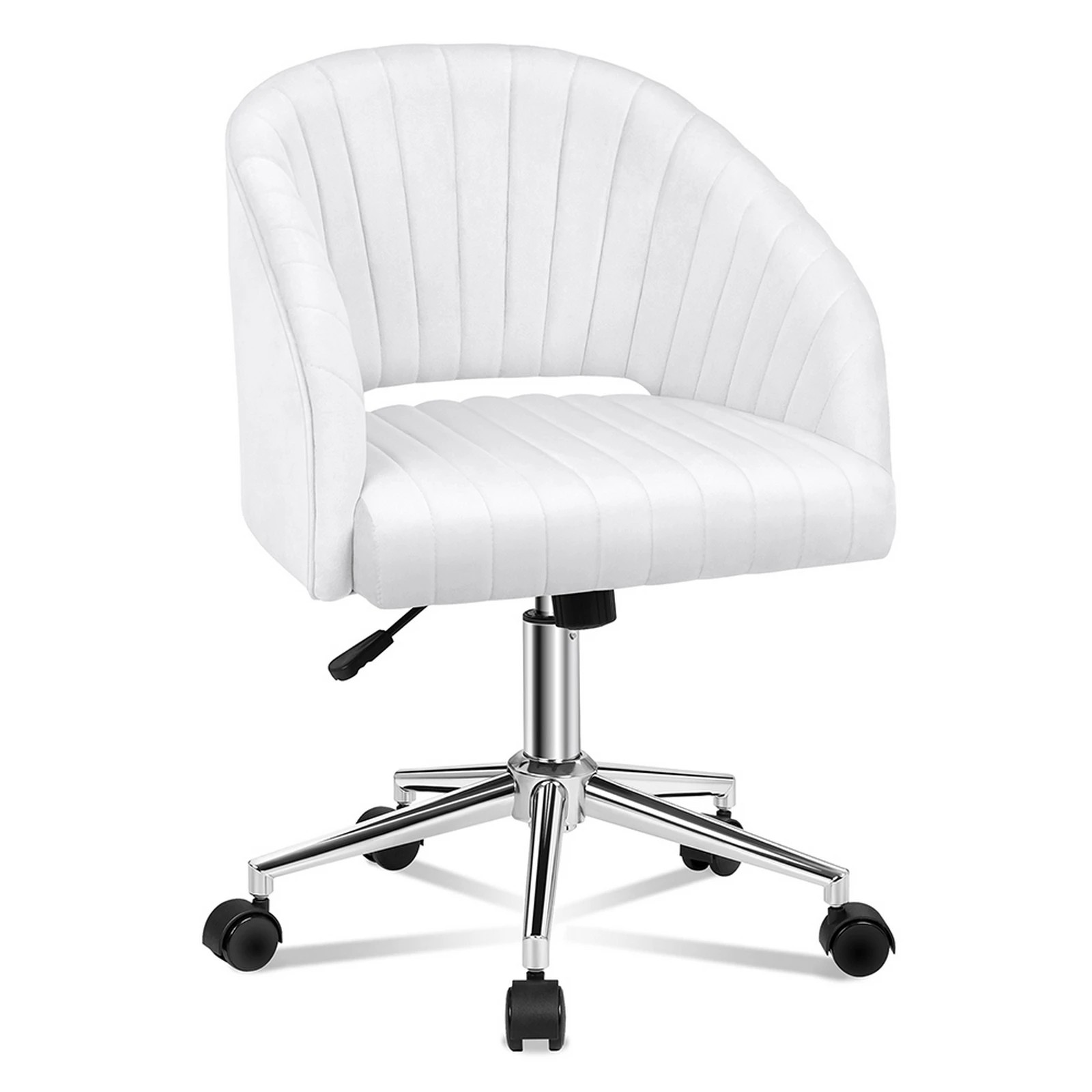 1 Alfordson Velvet Office Chair Swivel Armchair Work Study Seat Adult Kids - White, 1 of 9