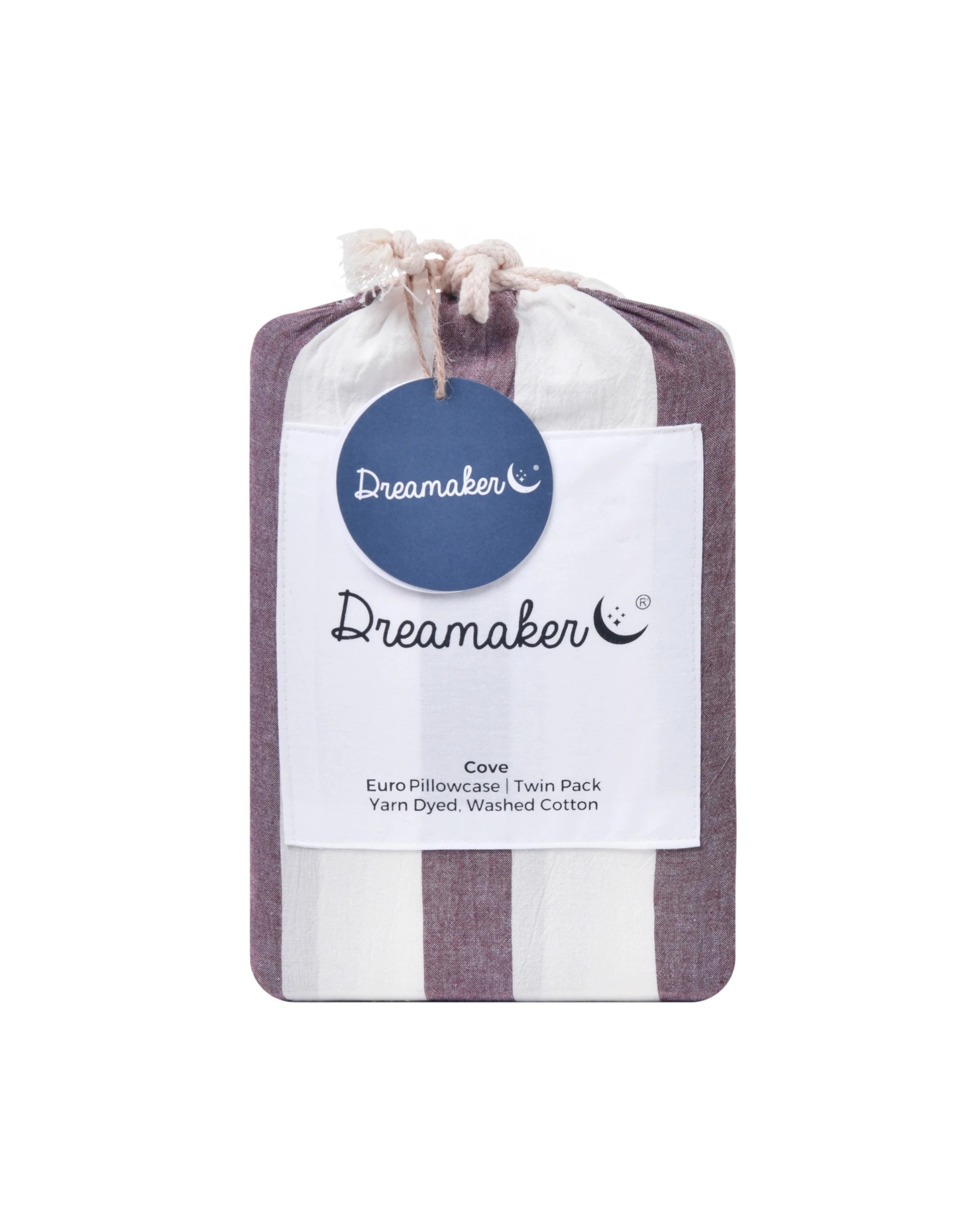 5 Dreamaker Twin Pack Cove Yarn Dyed Washed Cotton Striped Standard Pillowcase - Plum, 5 of 6
