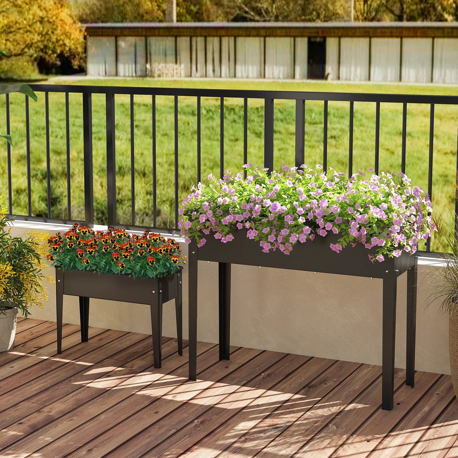 2 Costway Raised Garden Bed Elevated Metal Planter Box w/Drainage Holes 100x40x80CM, 2 of 4