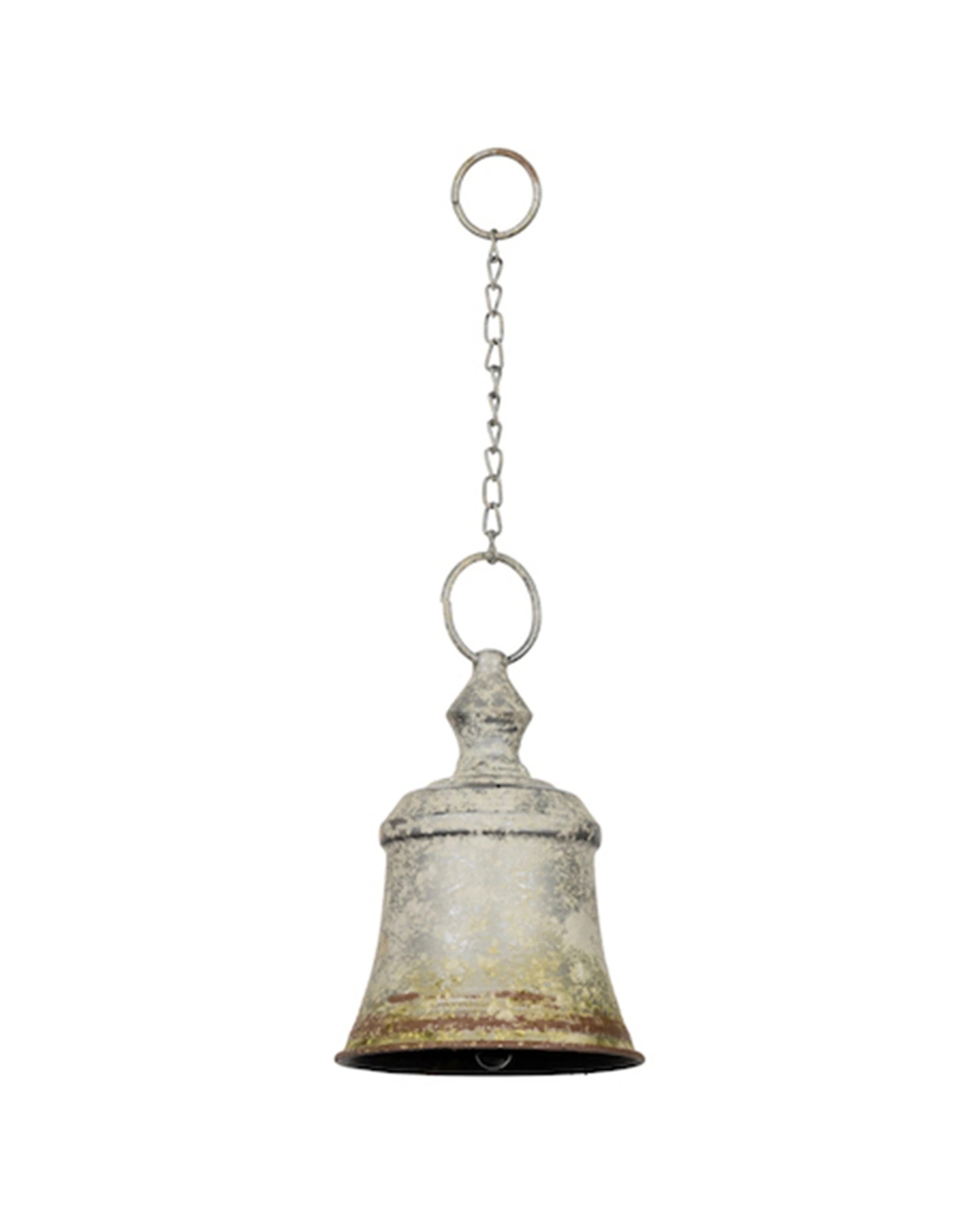 1 Alfresco Moss Zinc Squat Bell With Jute Hanger Ornament Hanging Decor - Metallic, 1 of 1