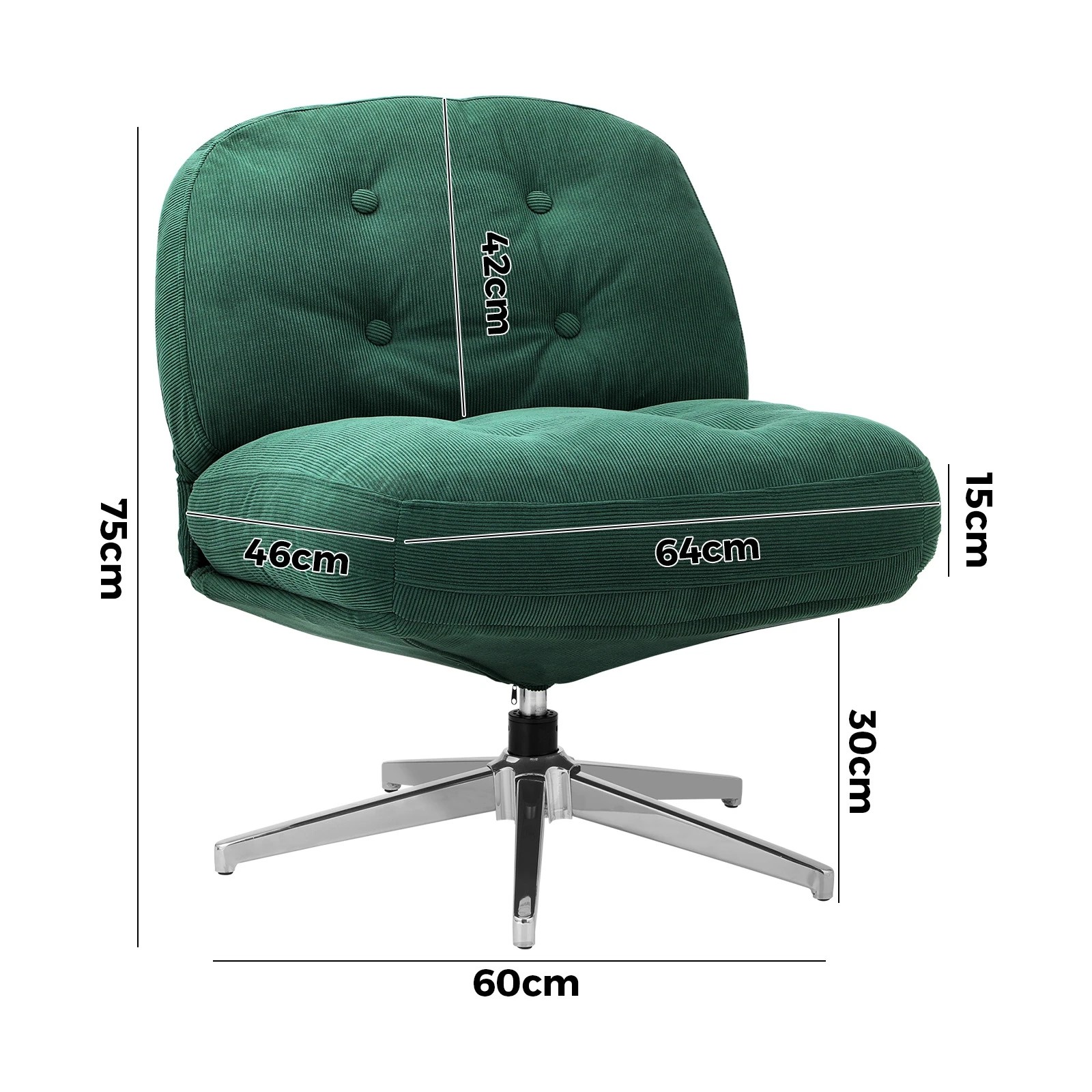 2 Oikiture Armchair Swivel Lounge Chair Padded Accent Chairs Polyester - Green, 2 of 10