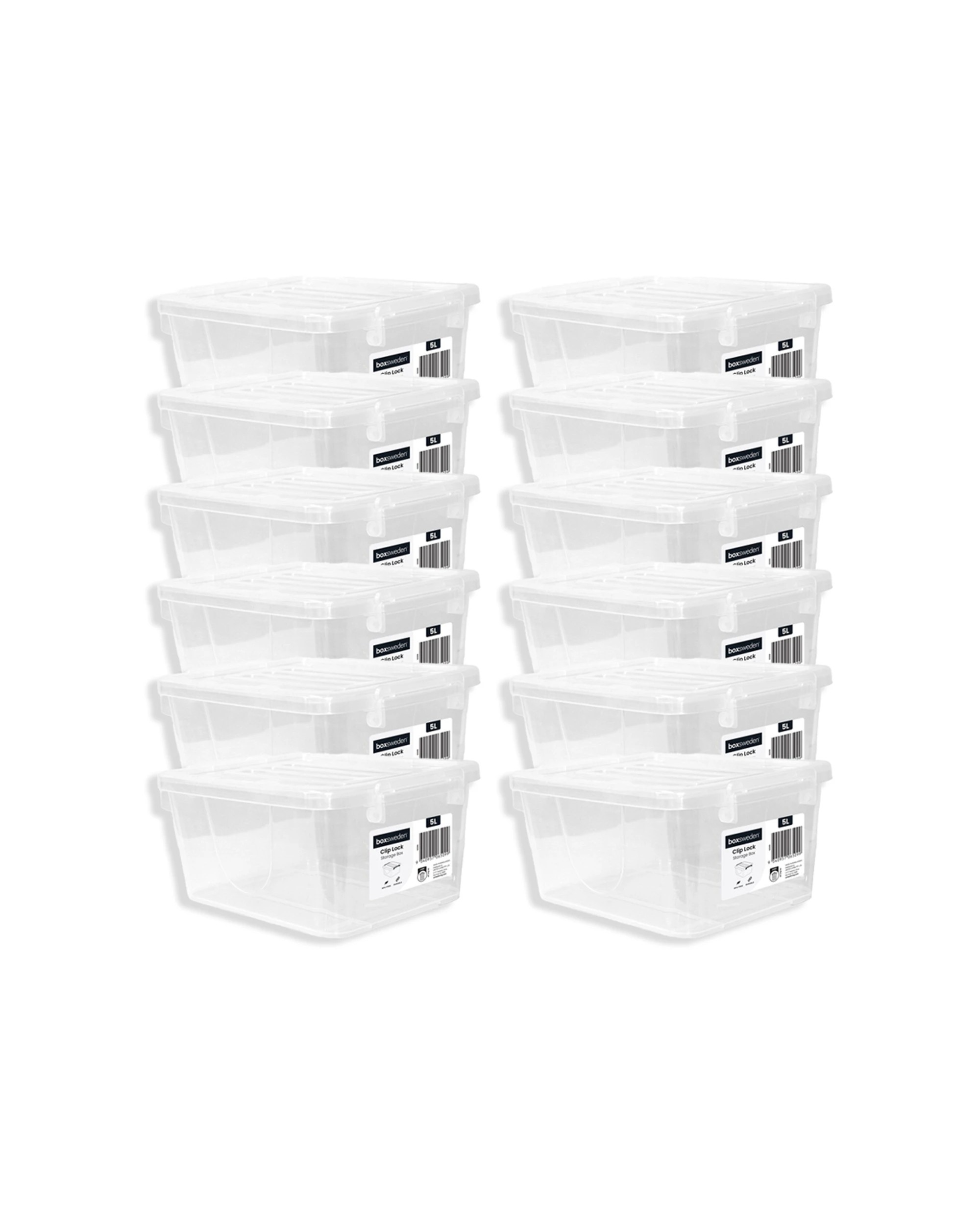 1 Boxsweden 12PK 5L Storage Box With Clip Lock Lid - Plastic Storage
 - plain, 1 of 3