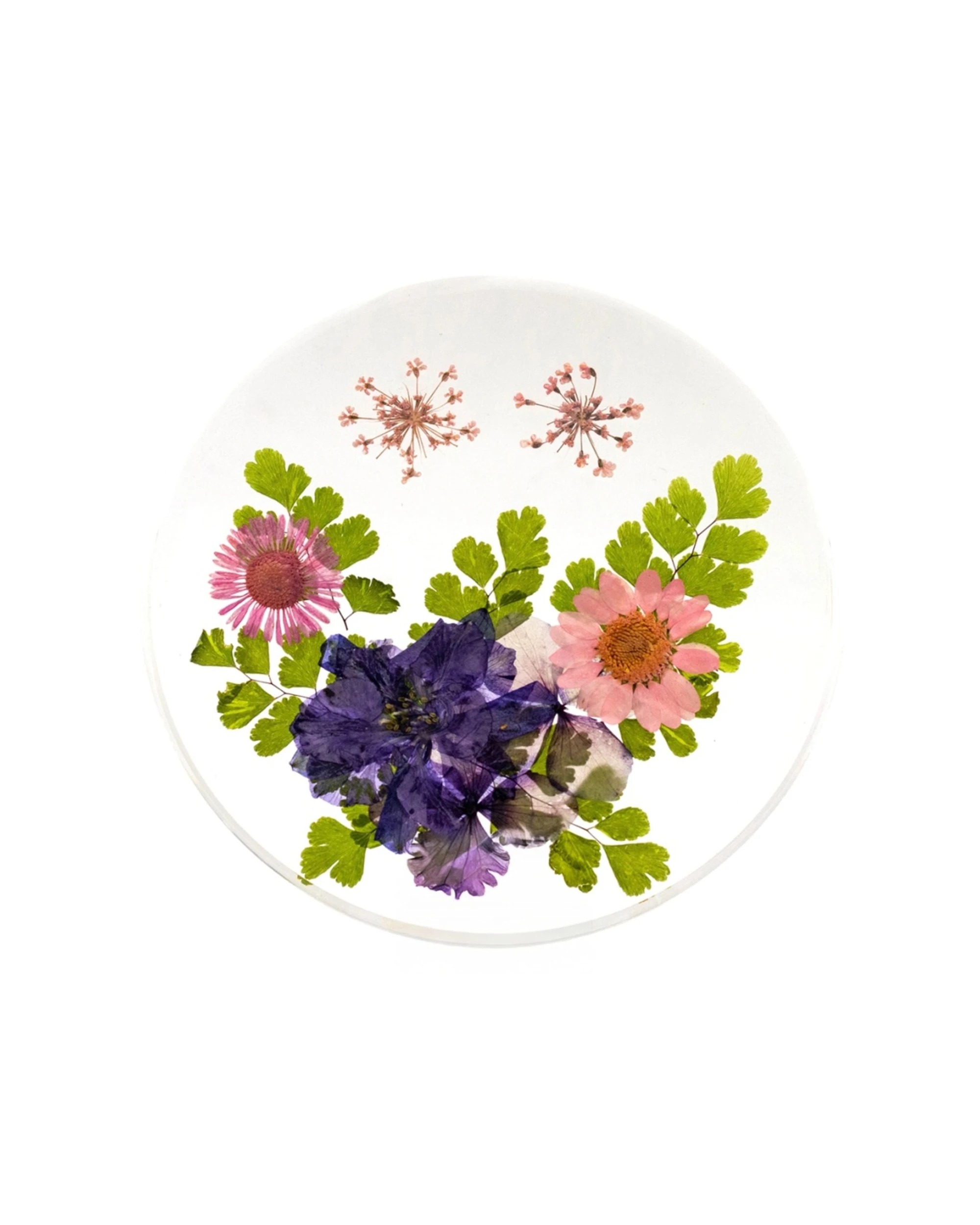 1 Leni Handcrafted Floral Resin Coaster With Real Flowers 10x10x0.6cm - Multi, 1 of 1