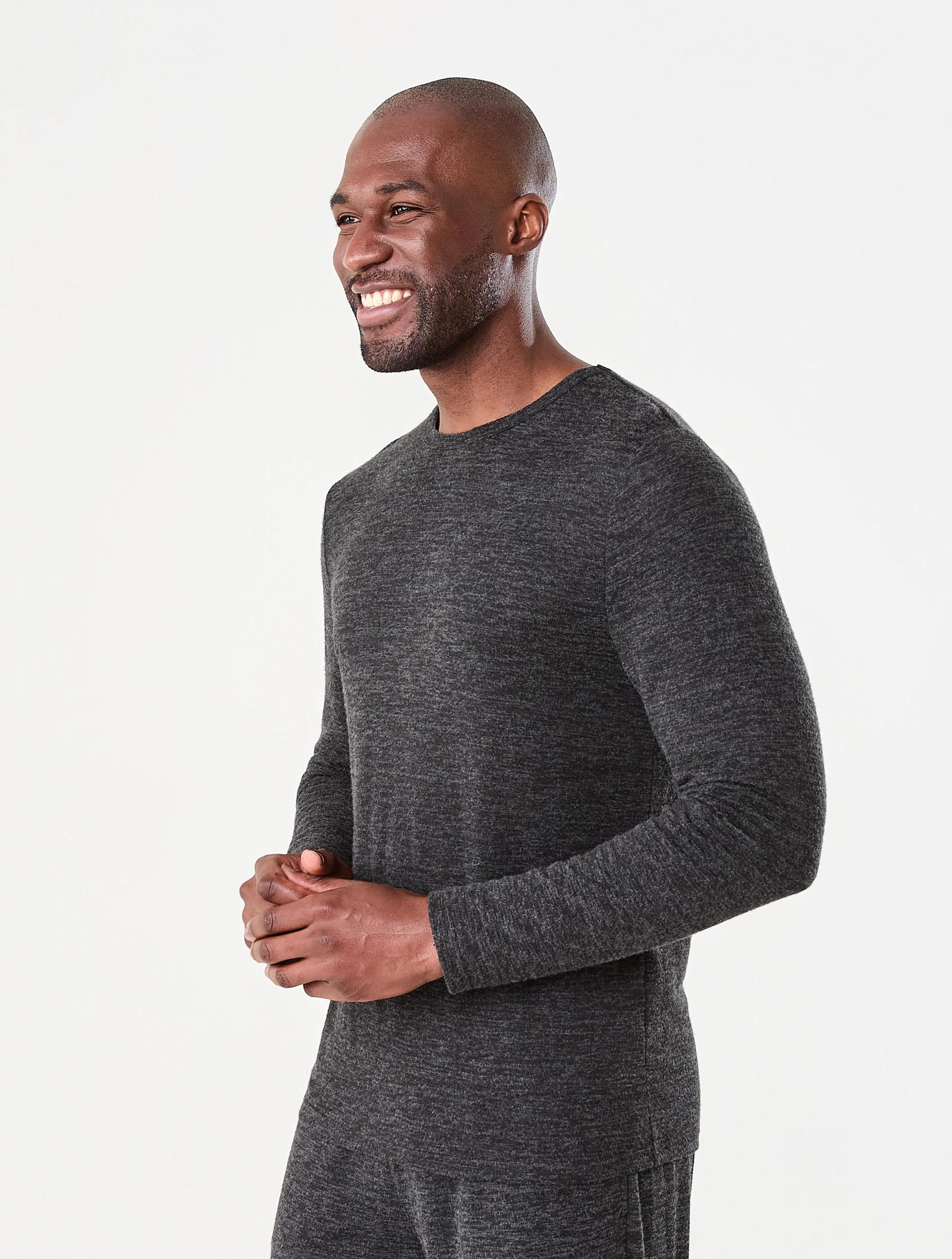 2 Long Sleeve Brushed Knit Top Blk Marle, 2 of 6