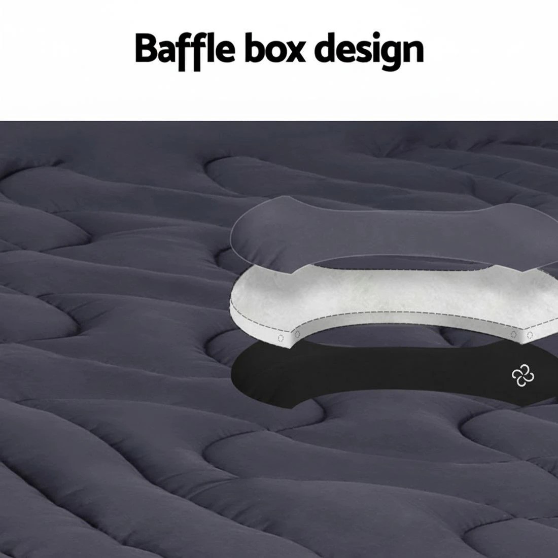 4 Giselle Bedding Mattress Topper Pillowtop 3 - King Bed - Charcoal, 4 of 5