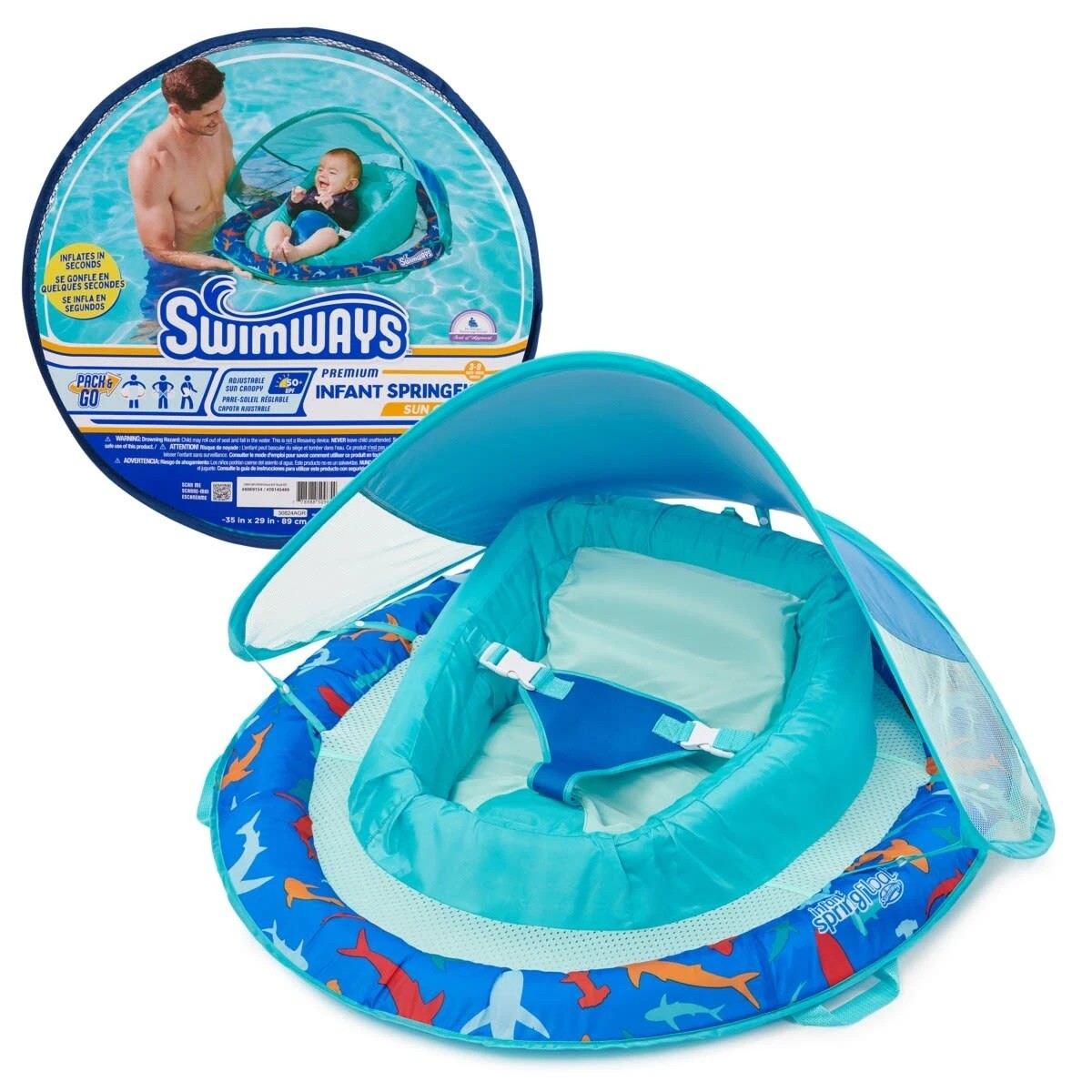 3 Swimways Premium Infant Spring Float Sun Canopy - Assorted, 3 of 8