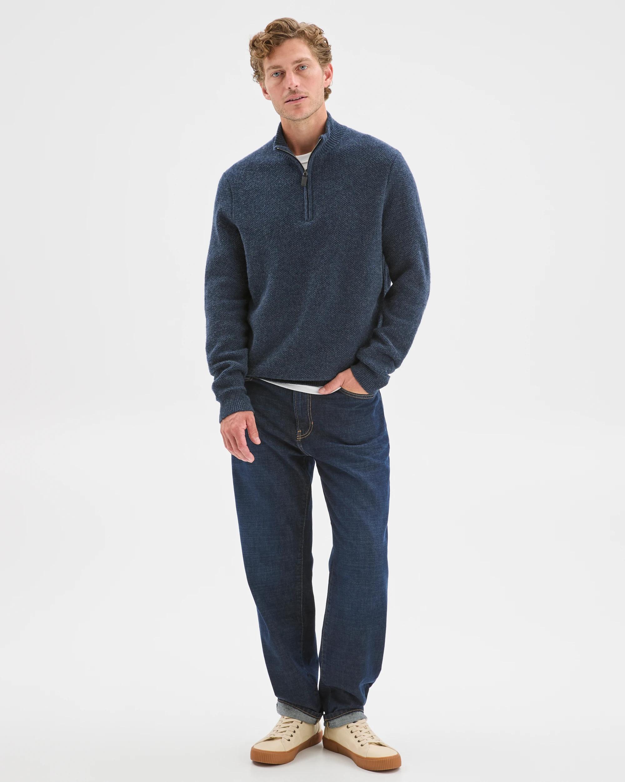 2 Target Man Lambswool 1/2 Zip Knit Jumper NAVY, 2 of 7