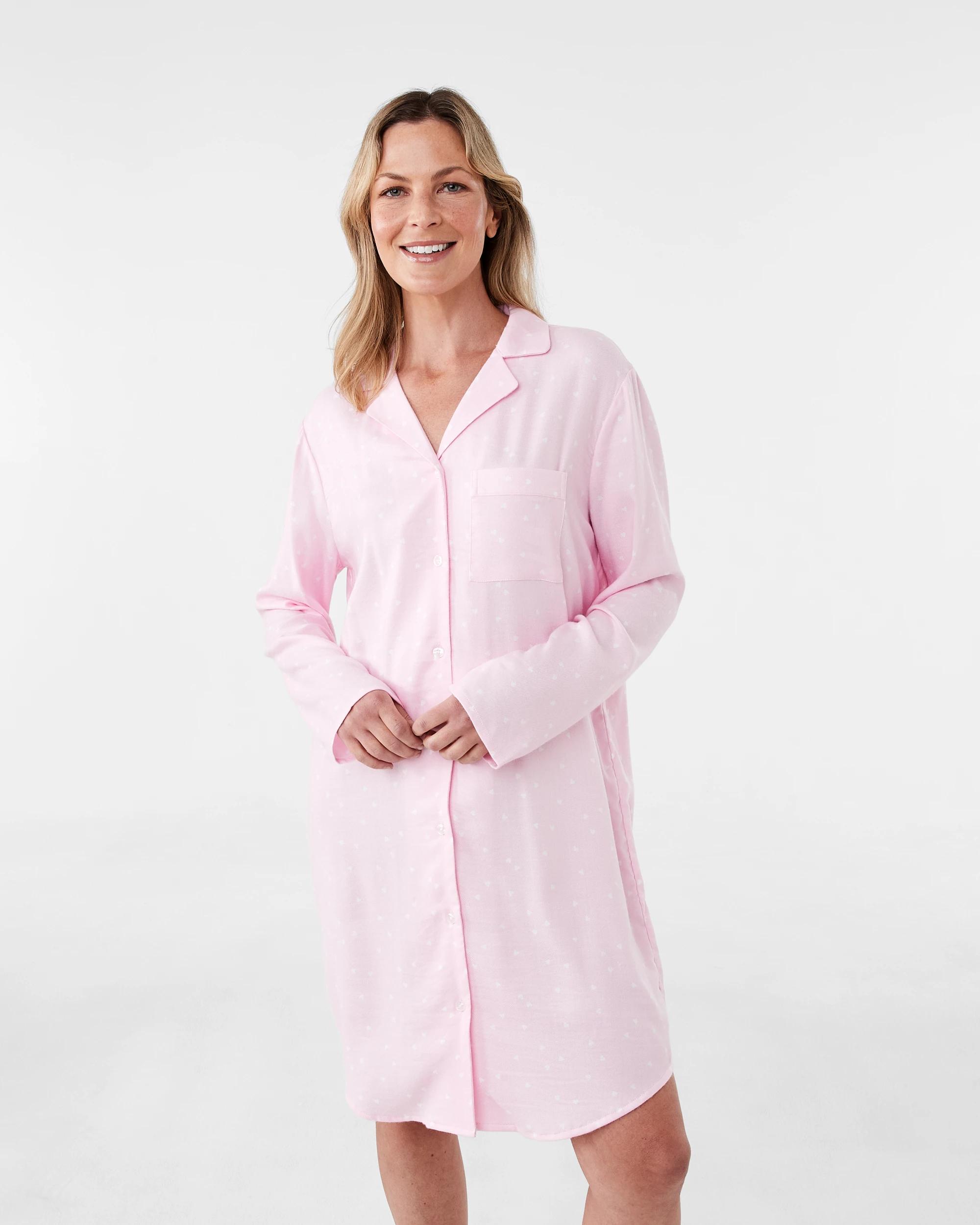 1 Long Sleeve Flannel Nightie Pnk Heart, 1 of 7