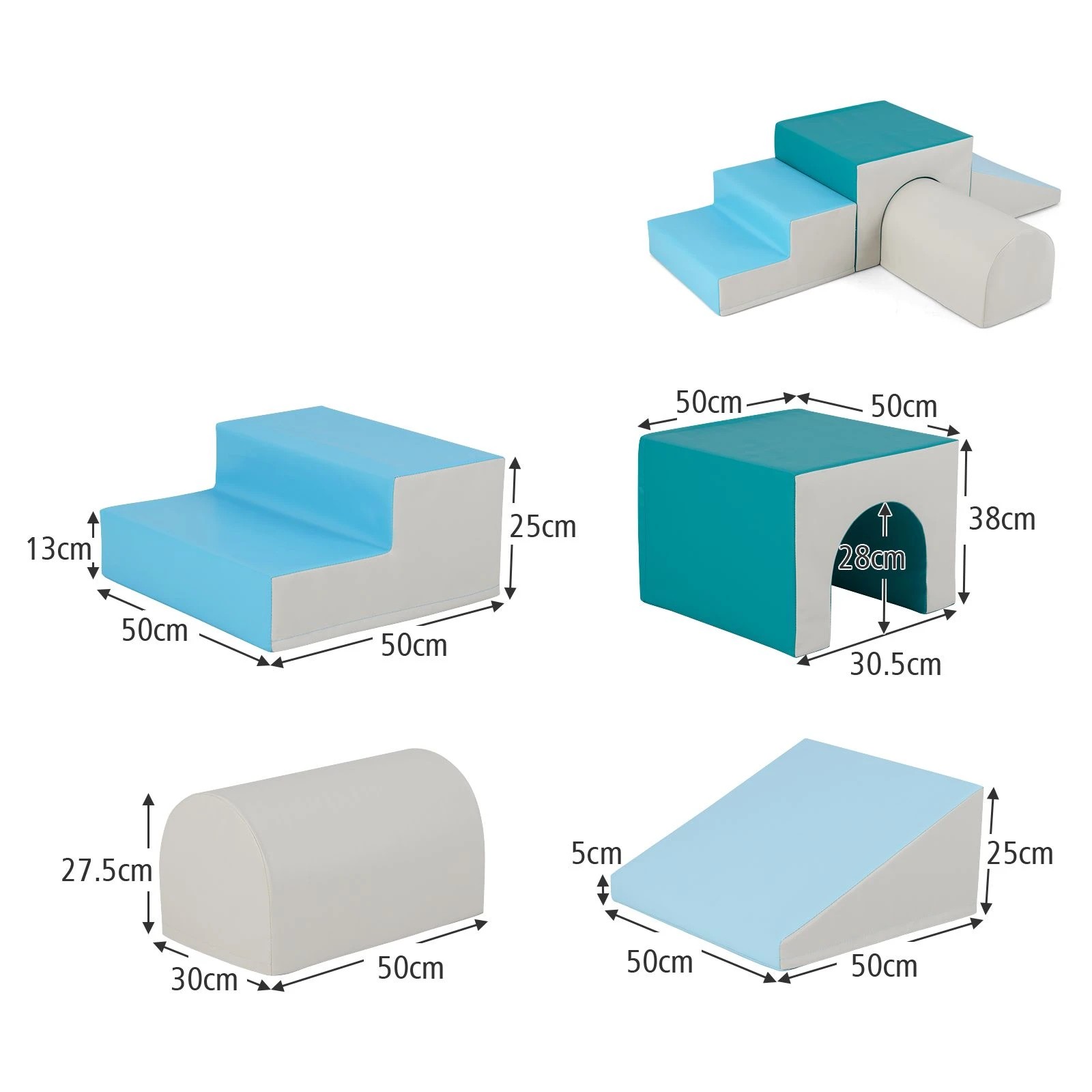 2 Costway 4PCS Soft Corner Climbing Sliding Blocks - Blue, 2 of 3