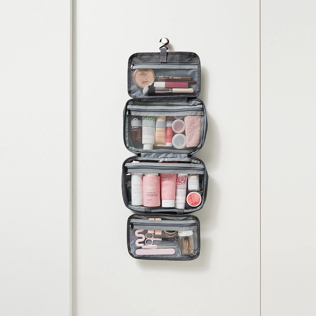 1 Multi Pocket Hanging Organiser - Grey, 1 of 8