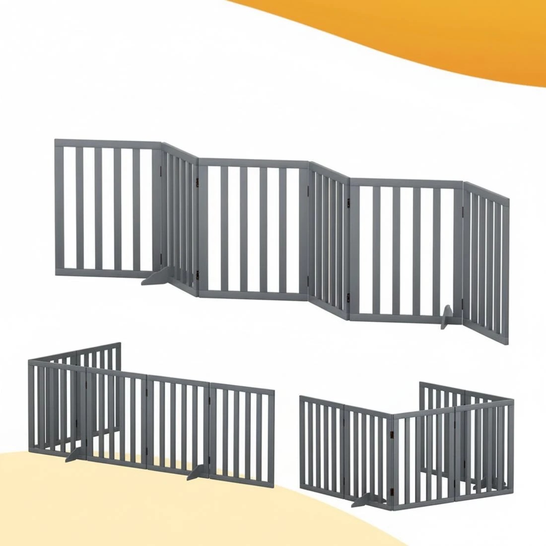 3 i.Pet Dog Gate Playpen Enclosure 6 Panel Pet Door Fence en Play Pen Stair - Grey, 3 of 5