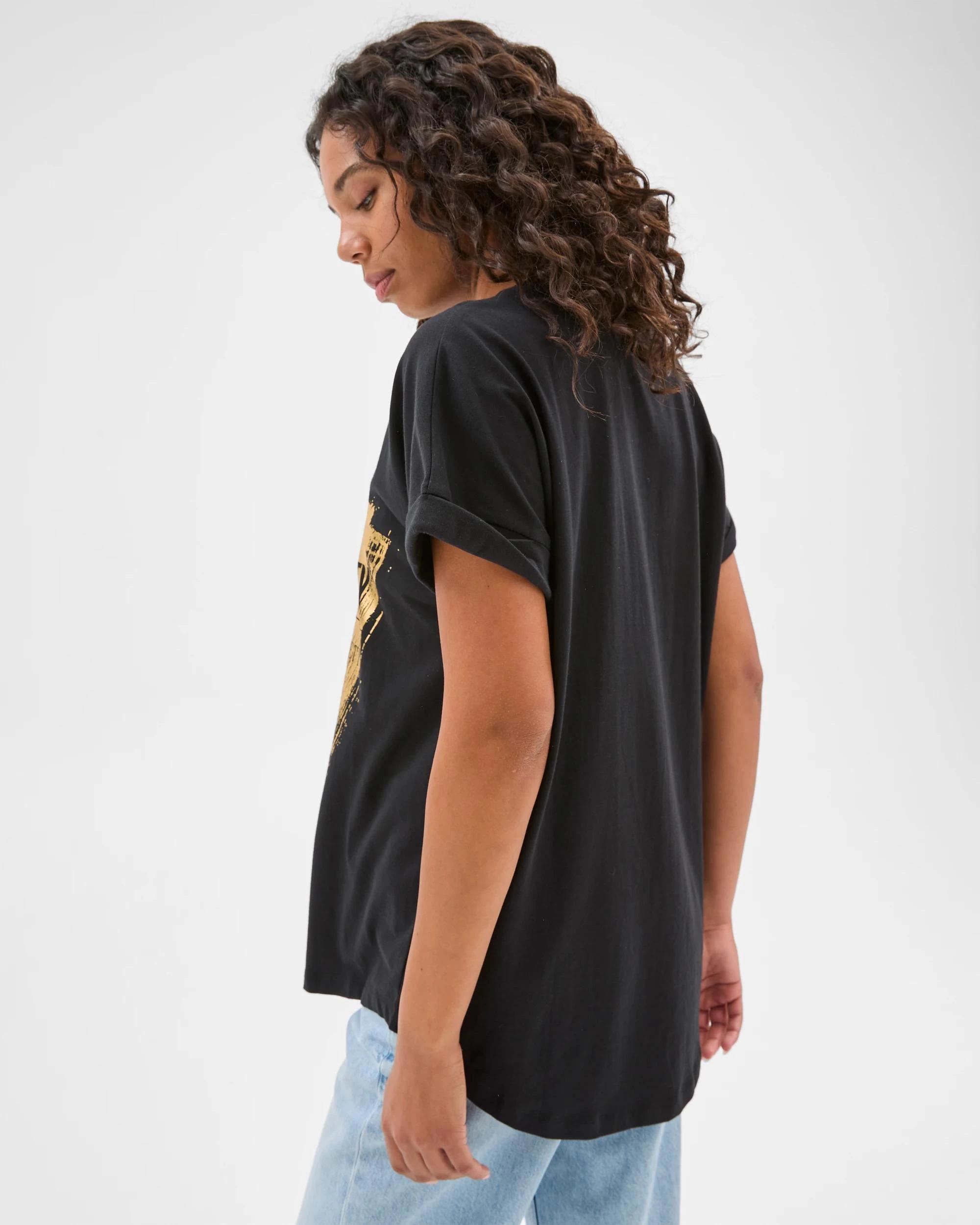 4 Target Australian Cotton Heavyweight Oversized Boxy T-Shirt BLACK/GOLD NYC, 4 of 5