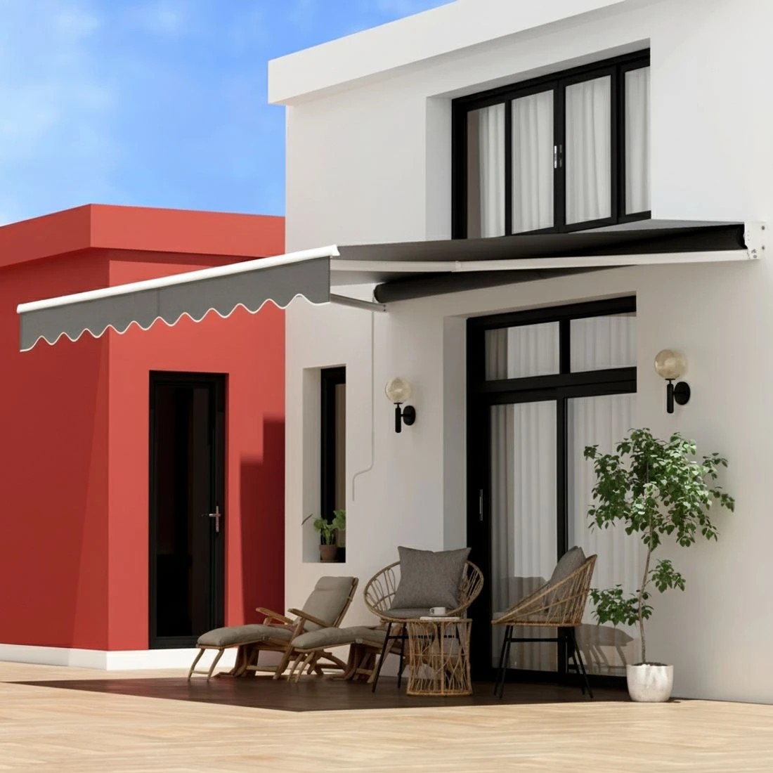 5 Instahut Retractable Folding Arm Awning Motorised Sunshade 4Mx2.5M - Grey, 5 of 6