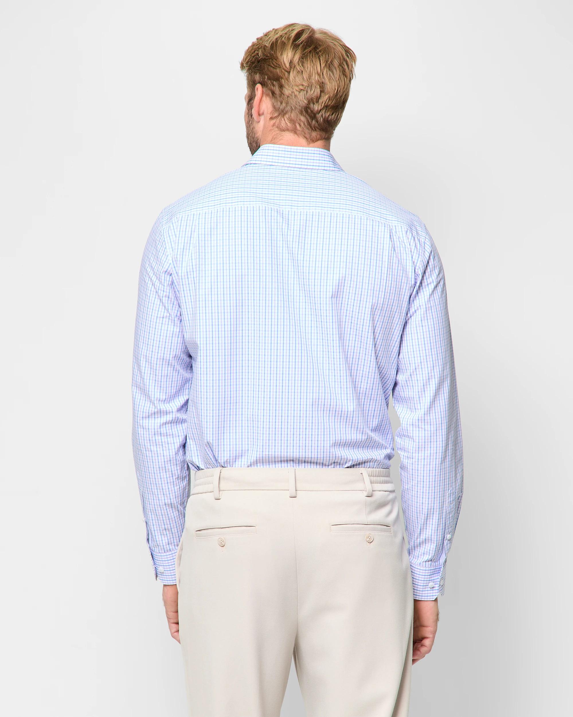 4 Australian Cotton Long Sleeve Check Shirt - Preview WHITE, 4 of 5