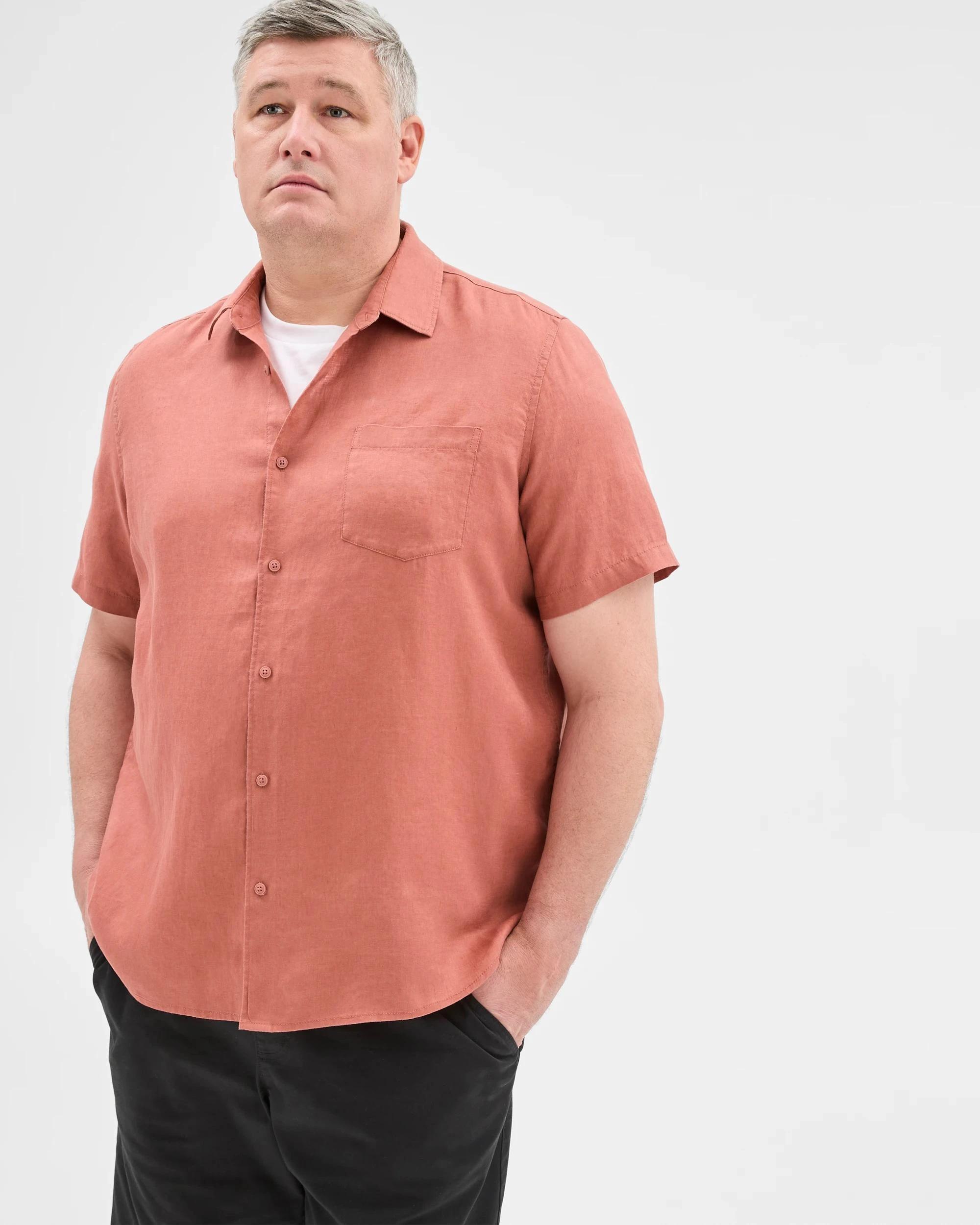 1 Target Man Plus Plus Size European Linen Shirt BRICK, 1 of 6