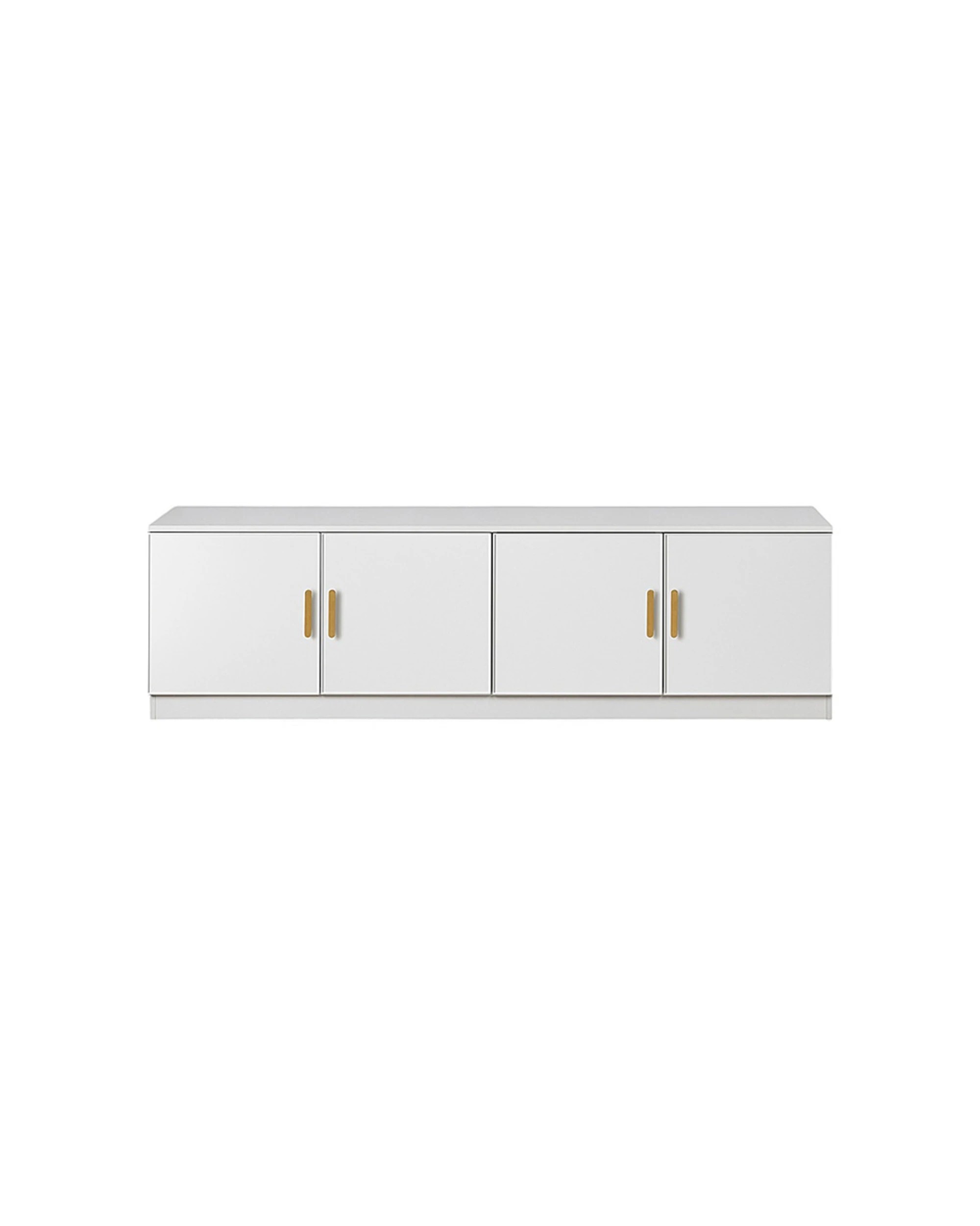 1 European Cabinetry Bucharest Slim Panel TV Unit Brass Oval Handle - White, 1 of 4