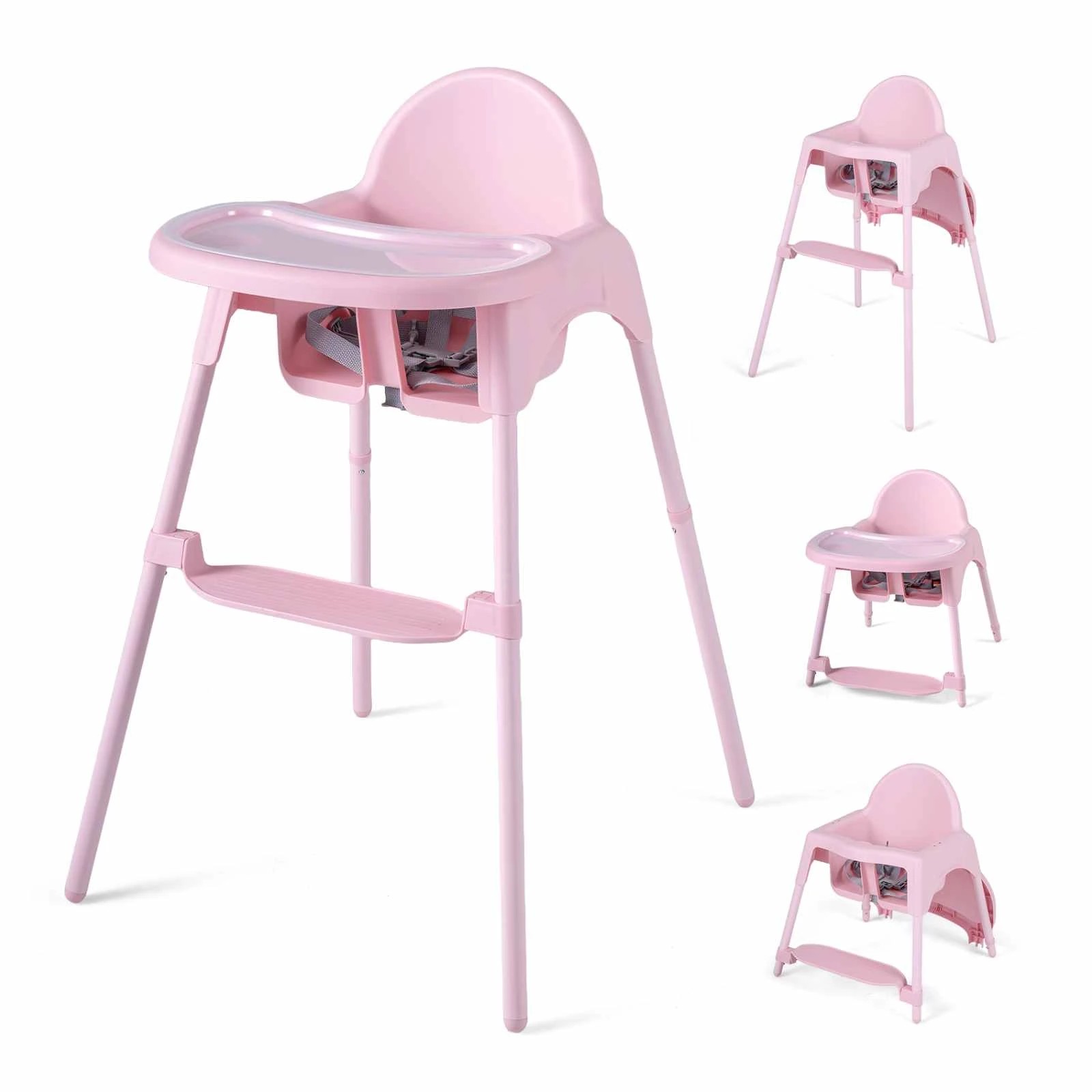 1 Costway 4-in-1 Baby High Chair Convertible Highchair Feeding Chair - Pink, 1 of 3