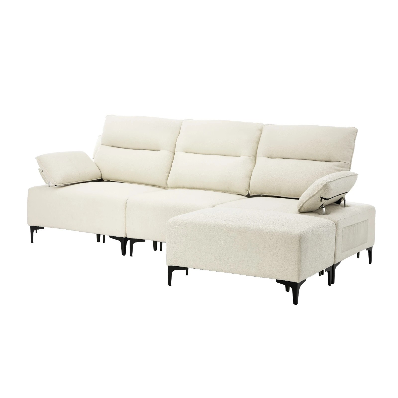 1 Oikiture 4 Seater Chenille Modular Sofa Couch Ottoman - Beige, 1 of 10