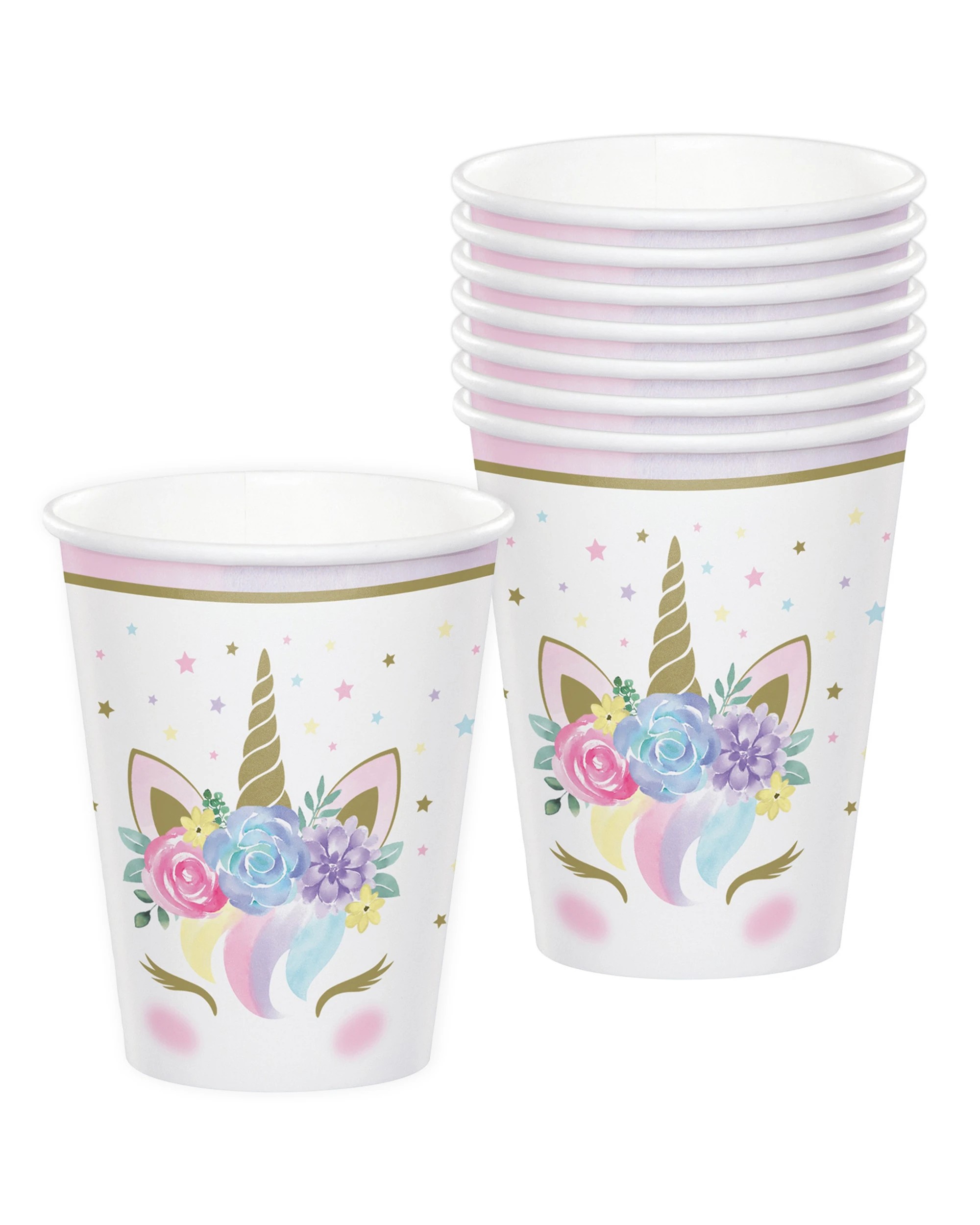 1 Creative Converting Floral Unicorn Paper Cups Pack of 8, 1 of 1