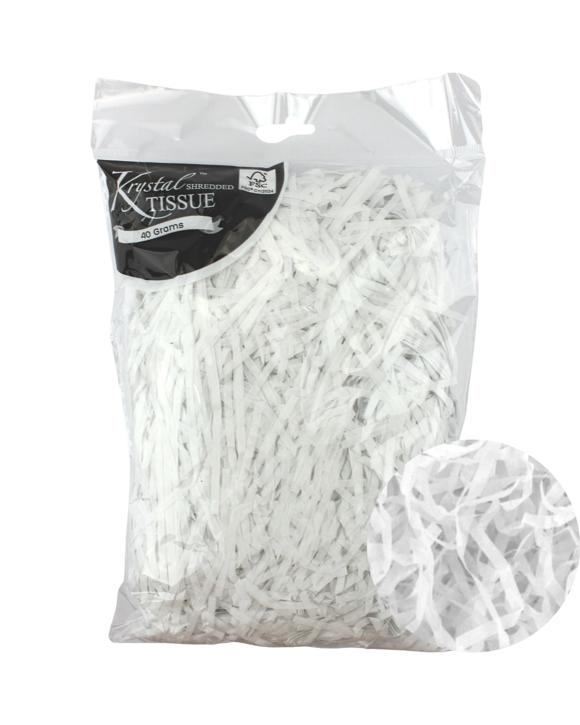 Artwrap Shredded Tissue Paper 40g Bag - White - White
