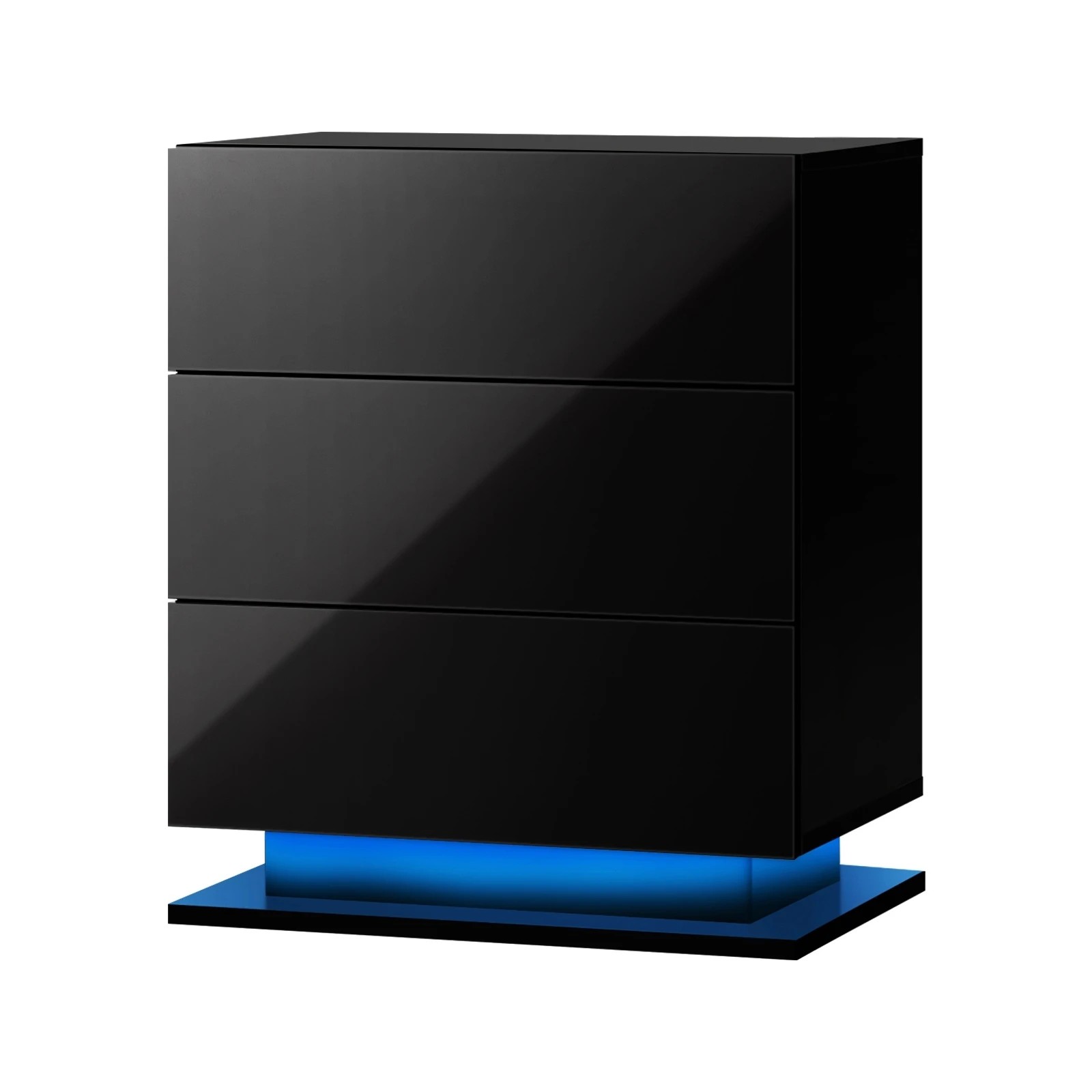 1 Oikiture Bedside Table Rgb Led Nightstand Cabinet 3 Drawers
 - Black, 1 of 10