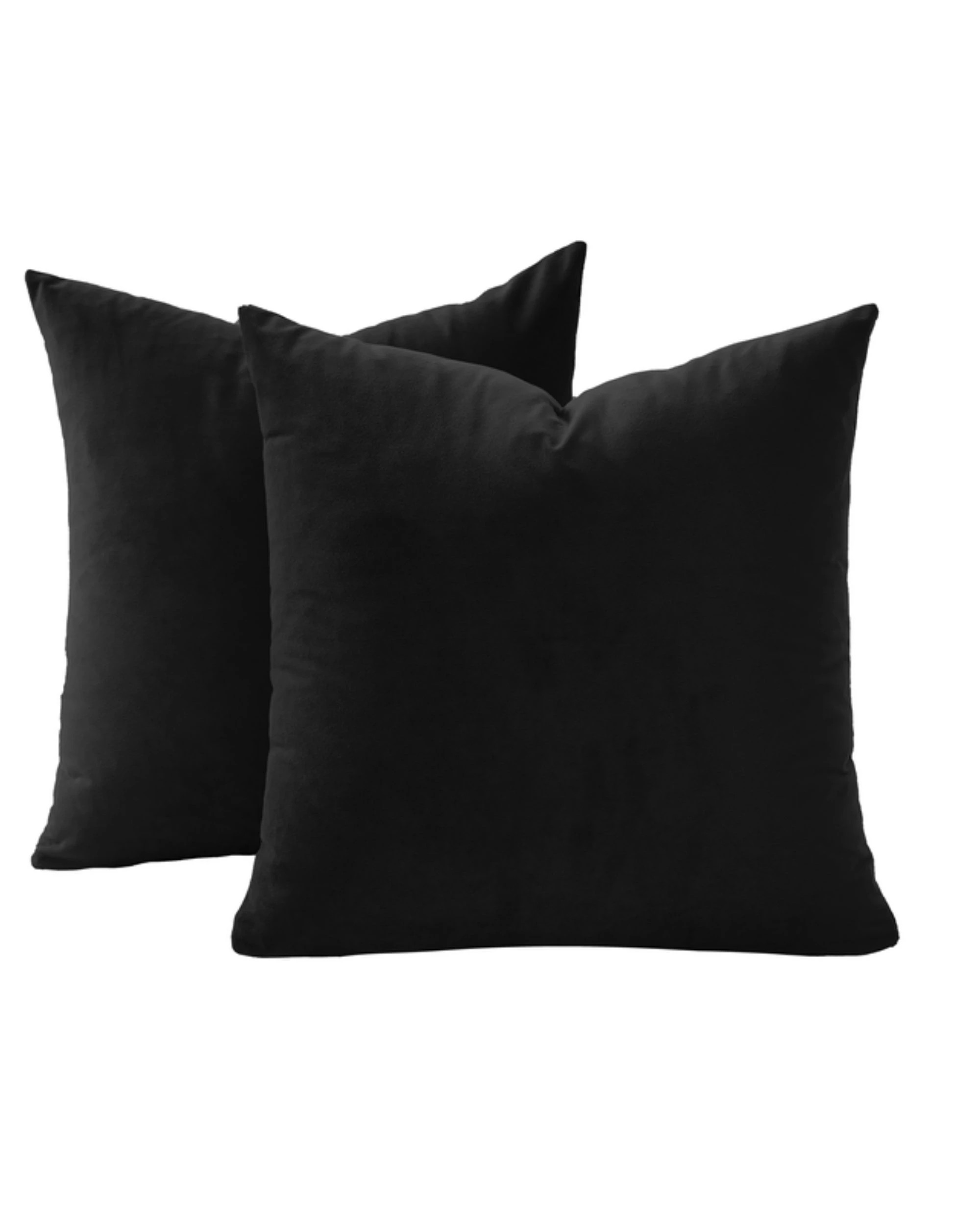1 Gioia Casa 2-Pack Velvet European Pillowcases - Black - 65x65cm, 1 of 2