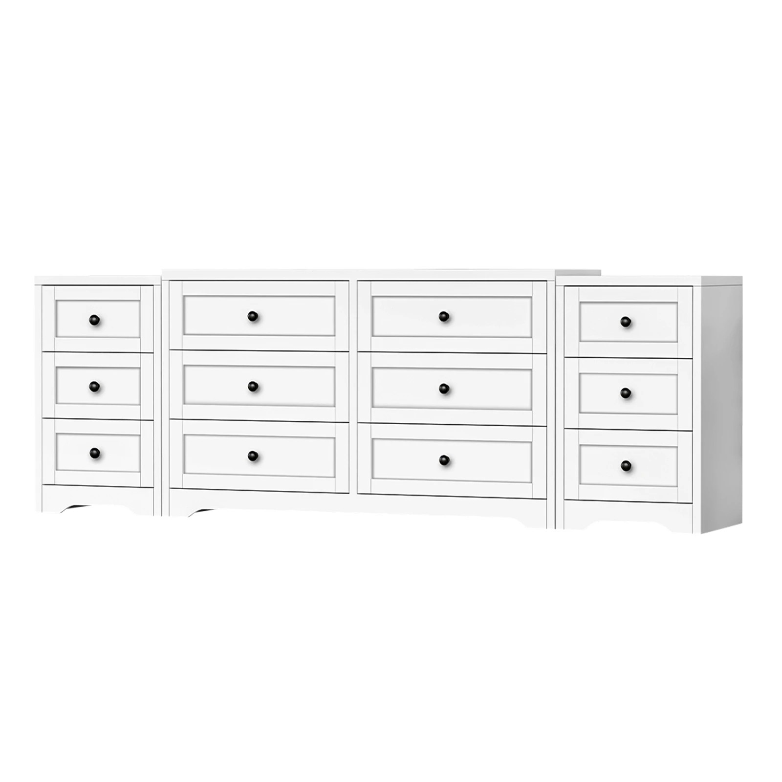 1 Alfordson 6 Chest of Drawers 2x Bedside Table Bedroom Storage Hamptons - White, 1 of 10