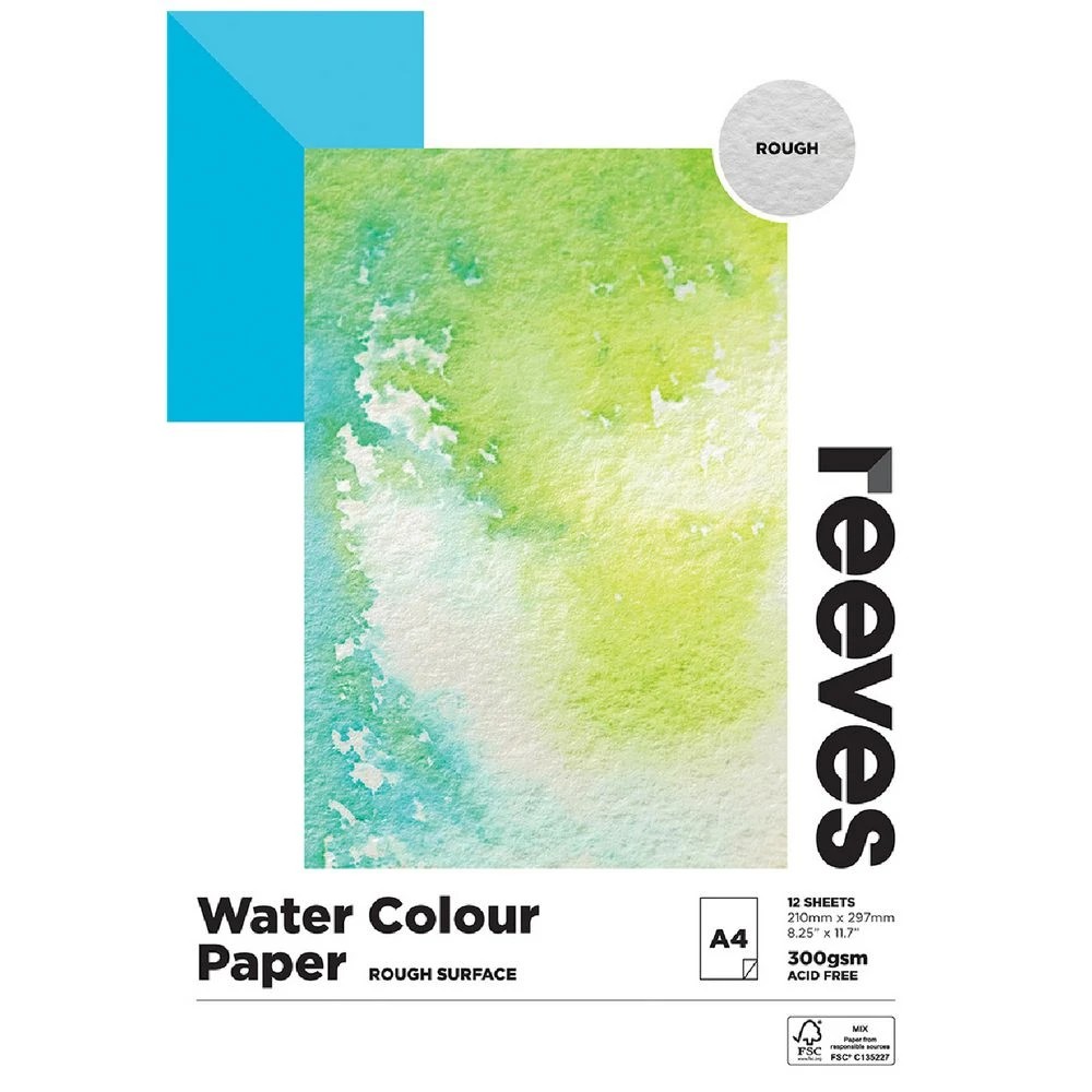 1 Reeves Watercolour Pad Rough 300gsm 12 Sheets A4, 1 of 1