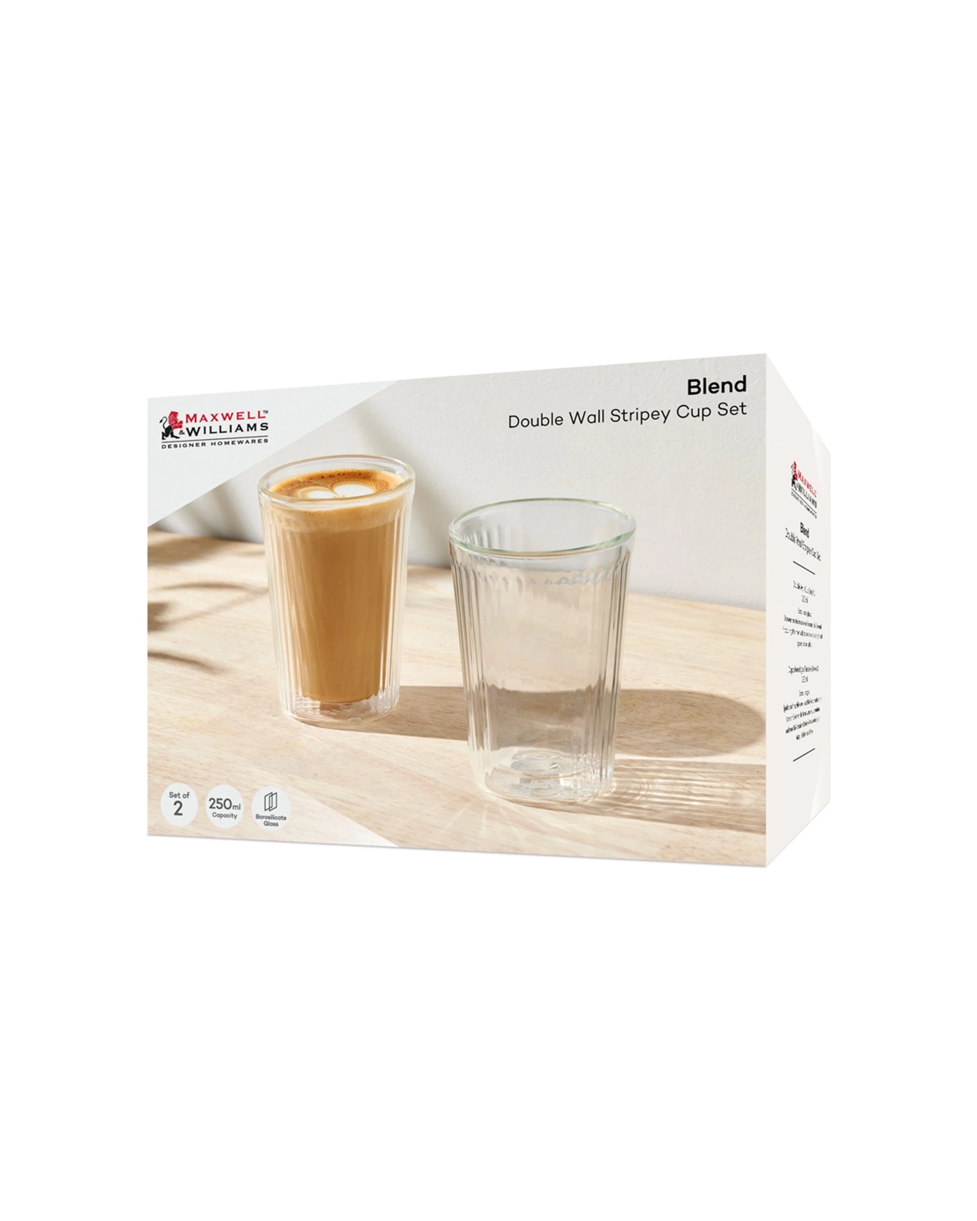 2 Maxwell & Williams 2 Pack Stripey Double Wall Borosilicate Cup 250ml
 - Multi, 2 of 3