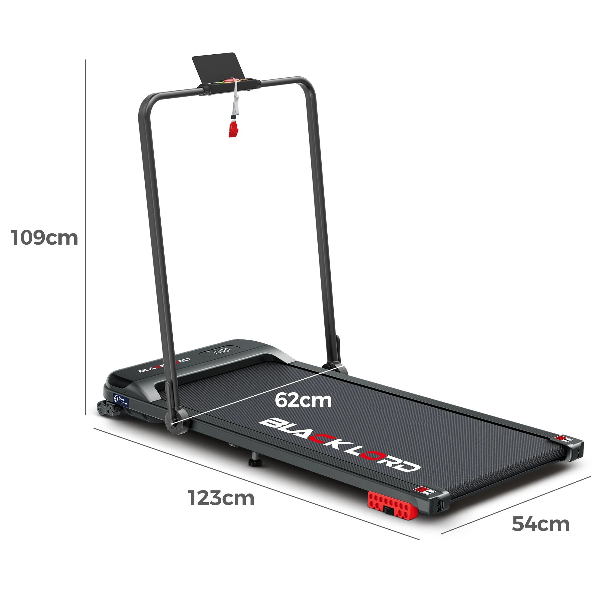 2 Black Lord Treadmill Electric Walking Pad Home Office Incline Foldable - Black, 2 of 9
