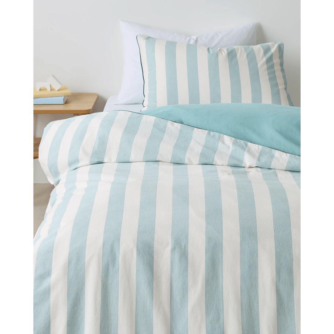 1 Arlo Stonewash Stripe Kids Quilt Cover Set
 - Single Bed
 - Blue, 1 of 6